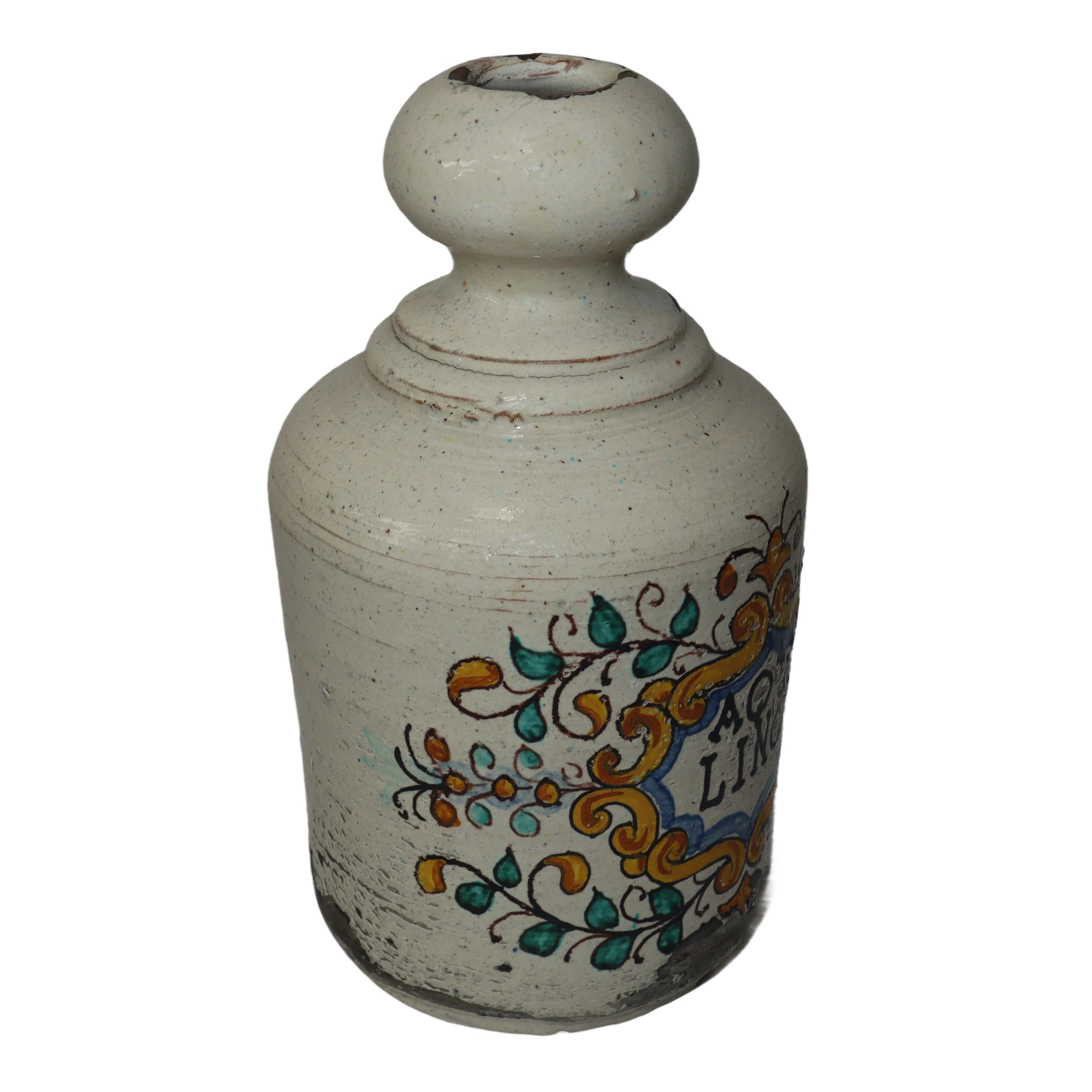 Coppia di bottiglie da farmacia, acqua di lino ed acqua di menta