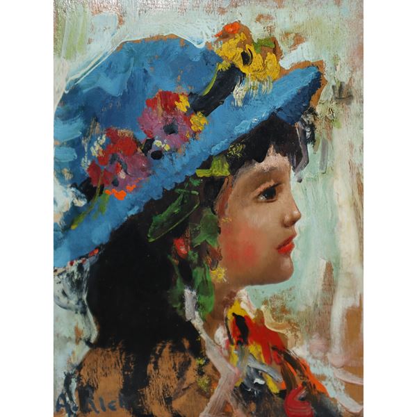Charles-Ca&#239;us Renoux,Arturo Rietti - Ritratto di ragazza con cappello