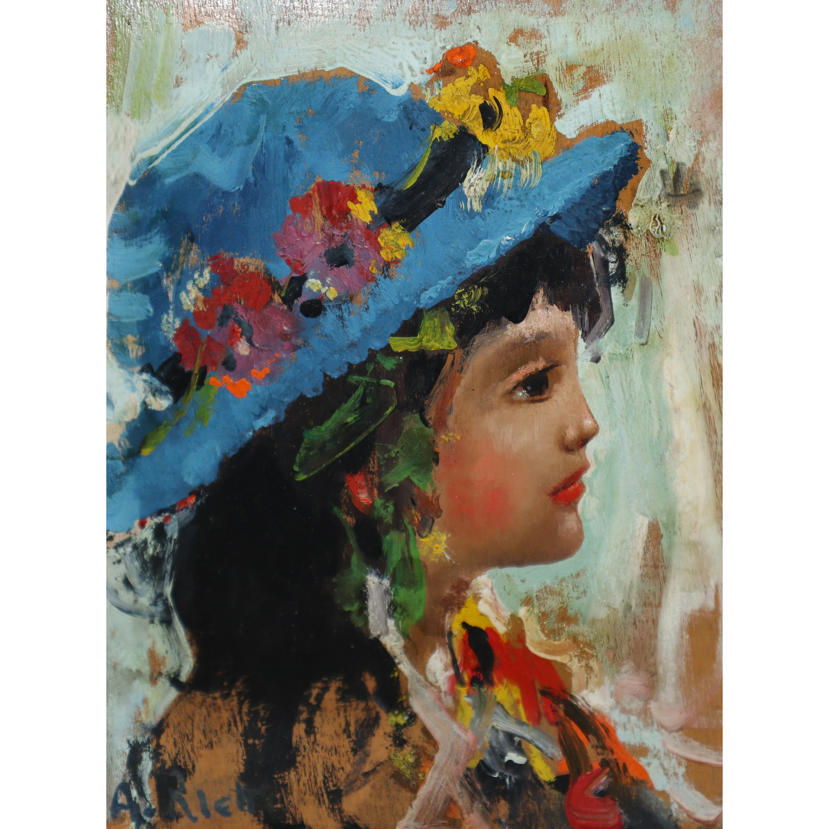 Charles-caïus Renoux, Arturo Rietti - Ritratto di Ragazza con Cappello