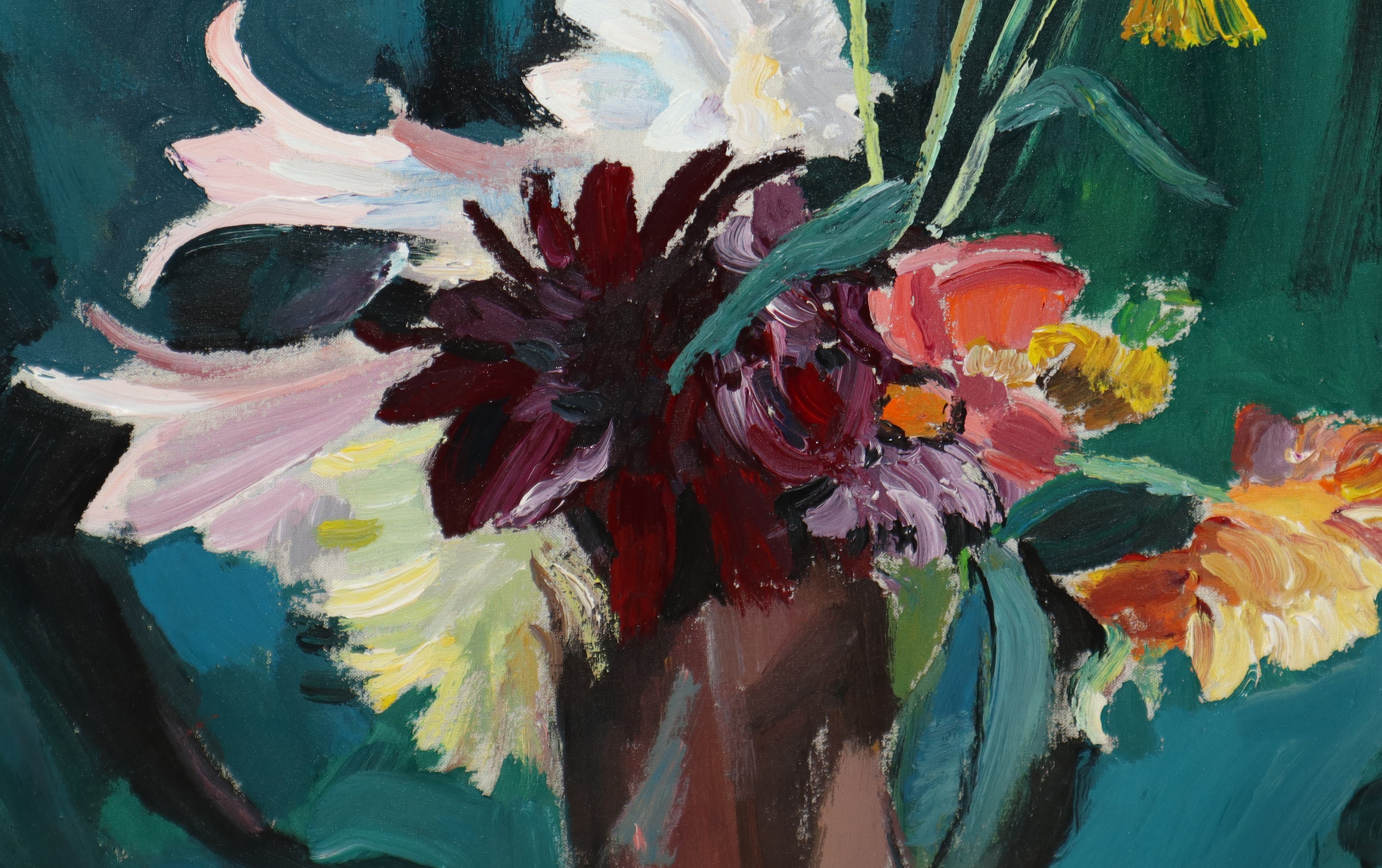 Vaso di fiori, h 60 cm (entro cornice h 85 cm), misure 49×75 cm