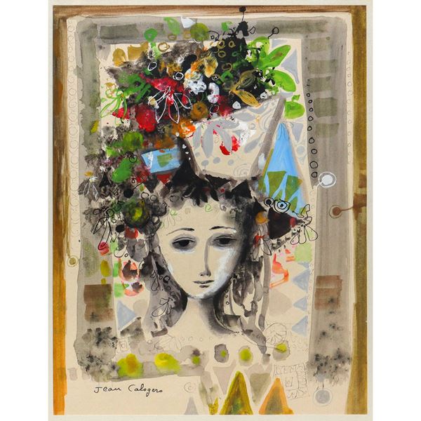 Jean Calogero - Figure of a girl with flowers on her head