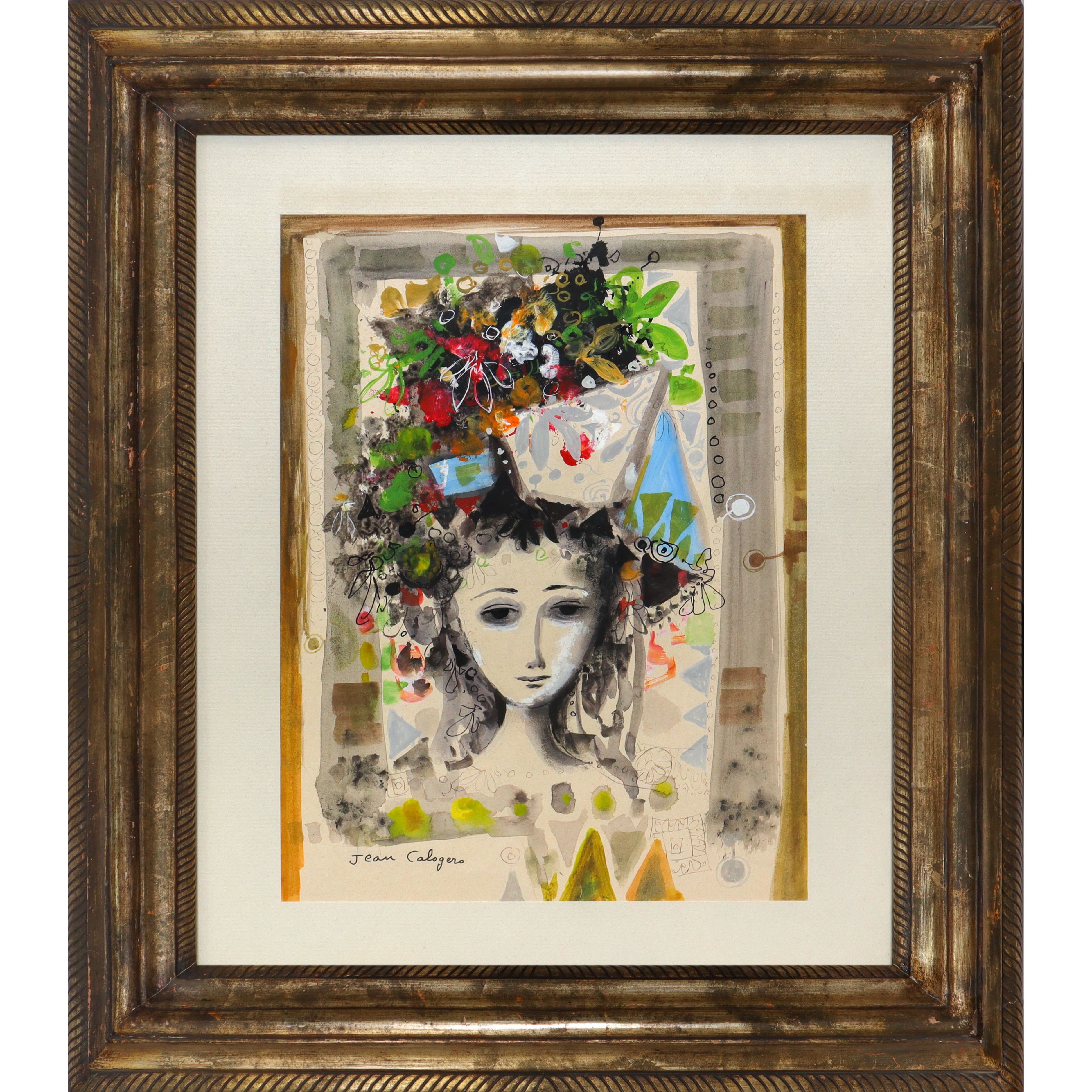 Figura di ragazza con fiori in testa