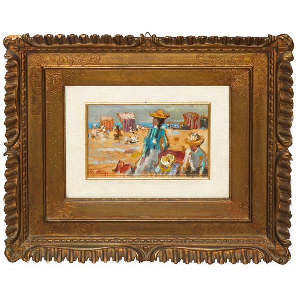Henri-Edmond  Cross - Spiaggia con bagnanti