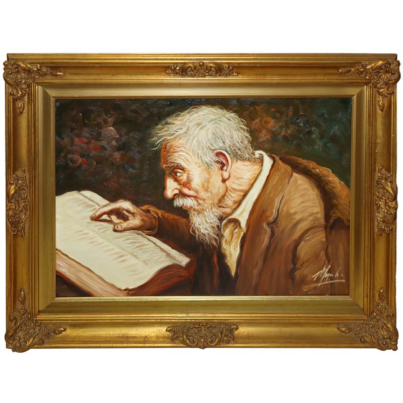 Tristano Marchi - Anziano intento nella lettura di un libro