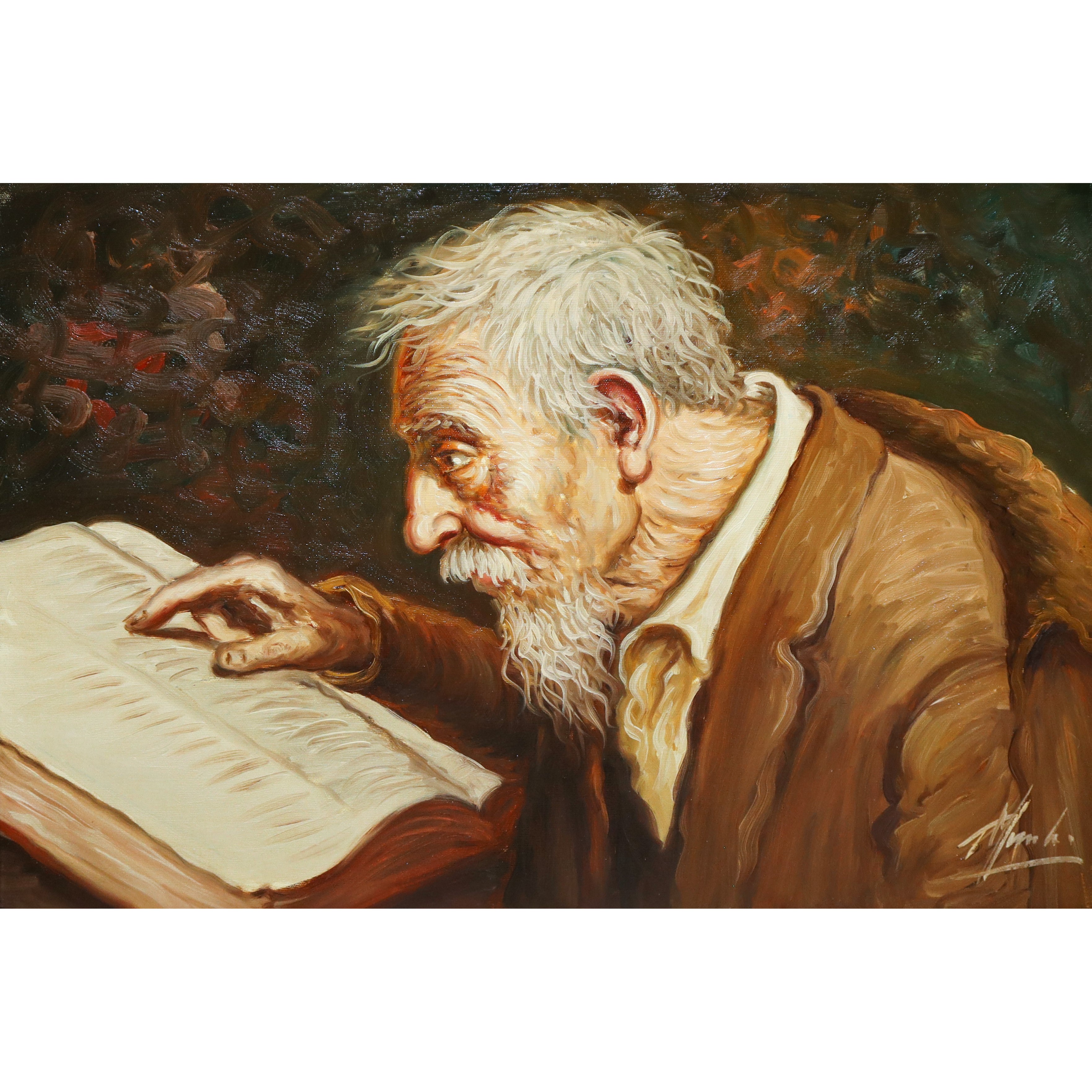 Tristano Marchi - Anziano intento nella lettura di un libro