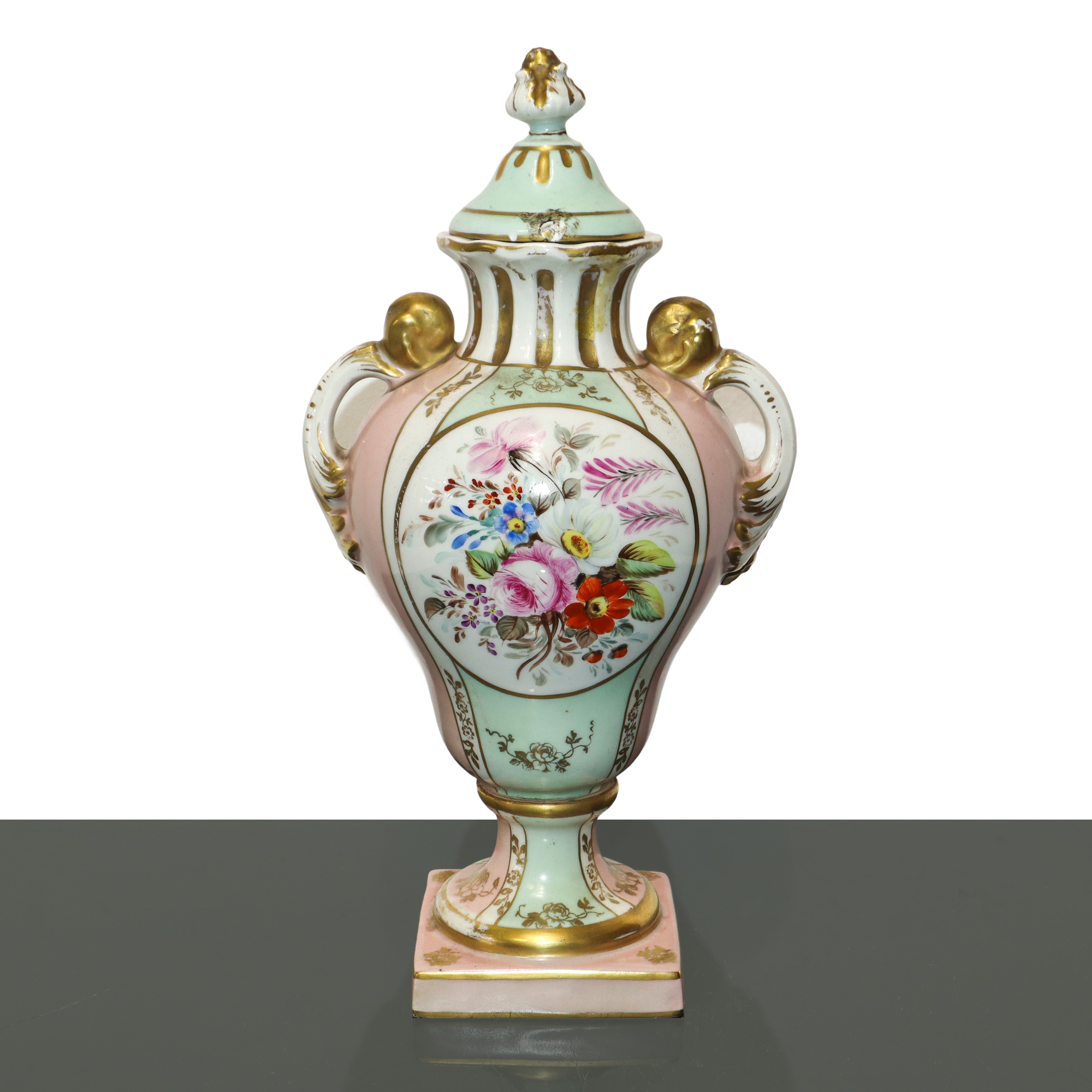 Sevres Porcellana - Vaso Poutiche Policromo a Motivi Floreali
