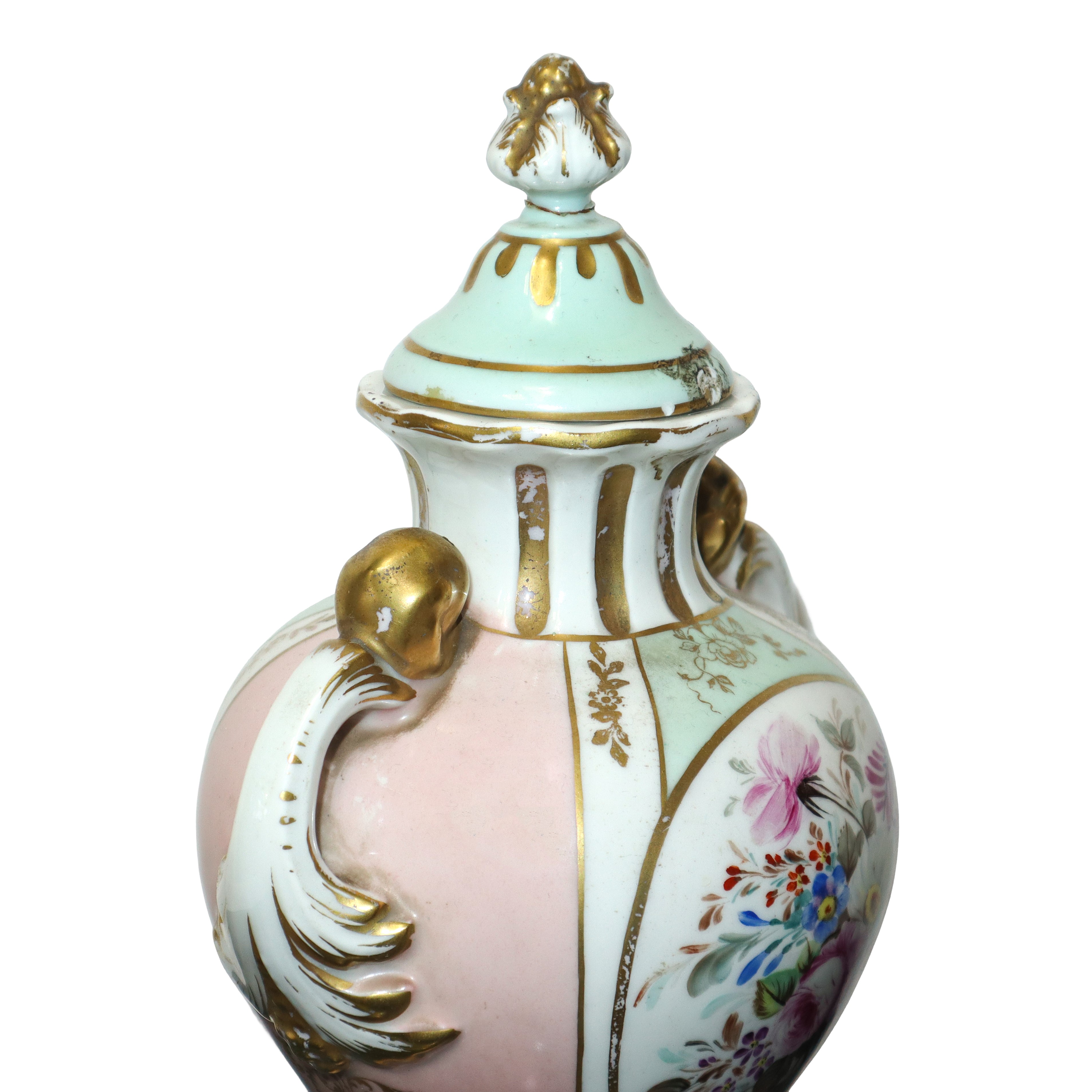 Sevres Porcellana - Vaso Poutiche Policromo a Motivi Floreali