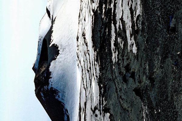 Collection EM, titled "from Trittico", 2004, slide, PDA 30x45, Cibachrome print directly from profile 2 slide, Etna crater picture placed vertically (as a profile)