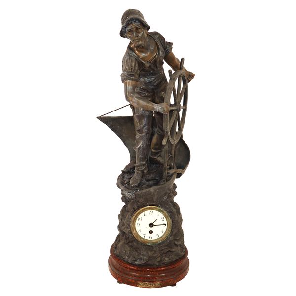 Timoniere con orologio in antimonio