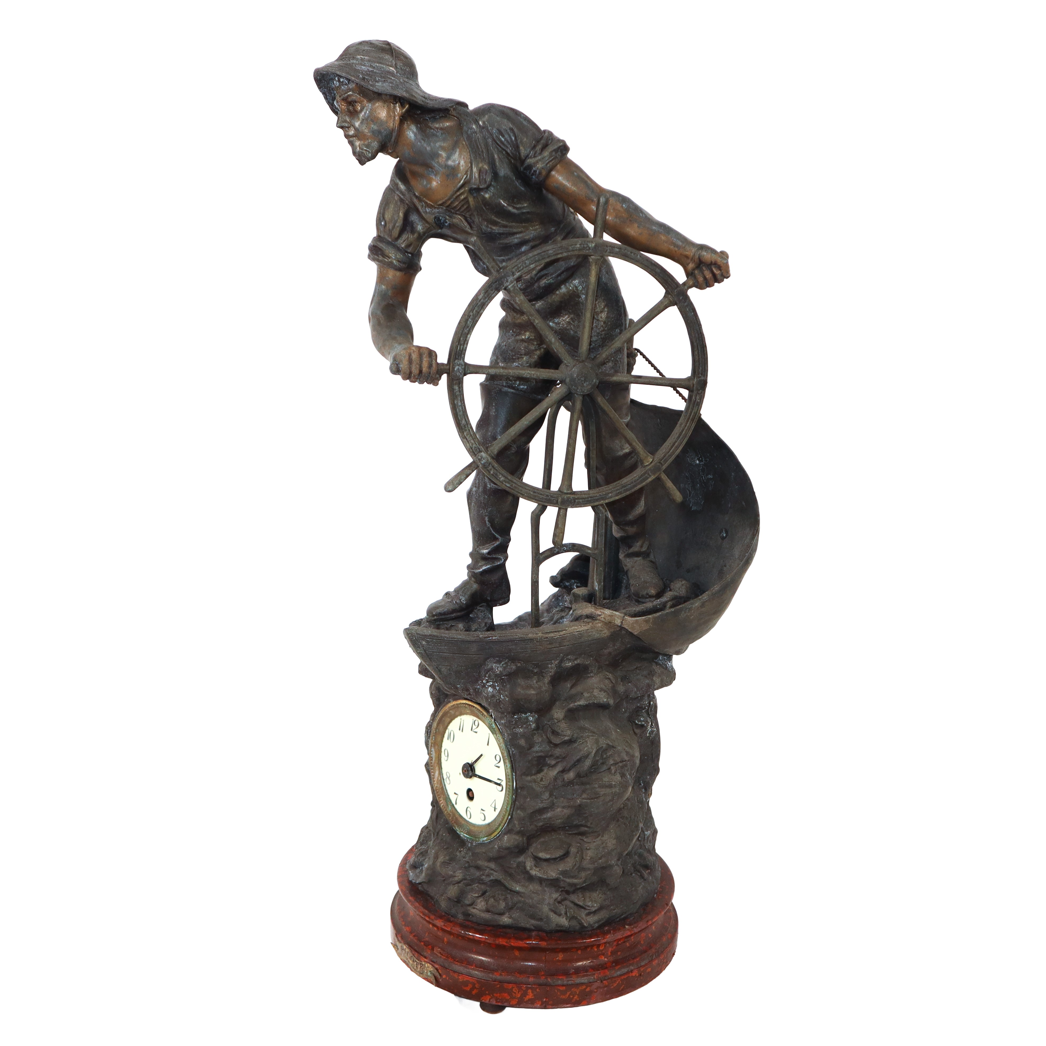 Timoniere con Orologio in Antimonio