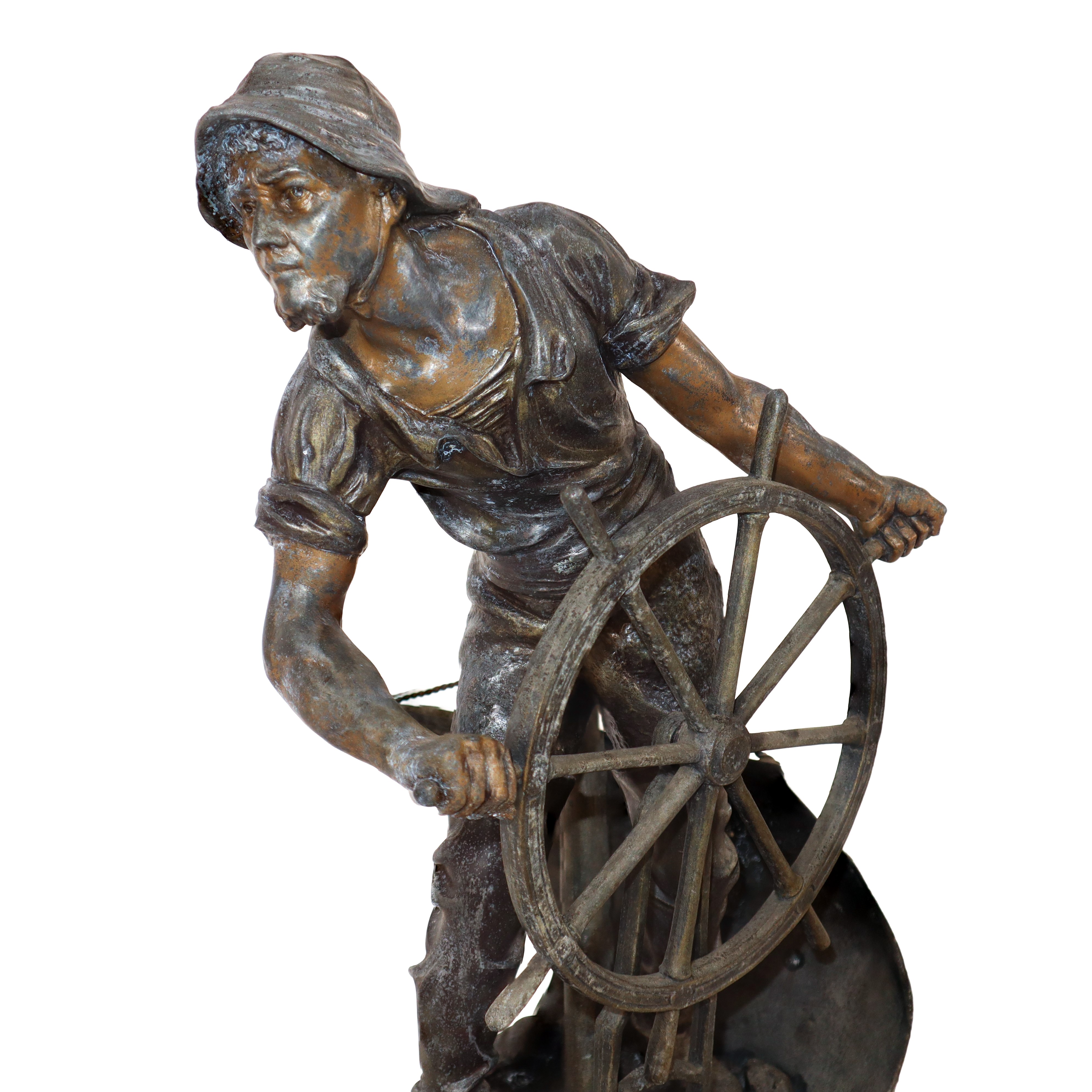 Timoniere con Orologio in Antimonio