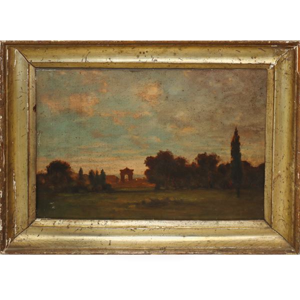 Landscape with trees and architectural arch