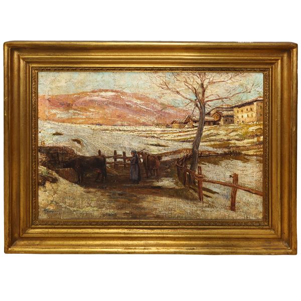 Paesaggio con contadina