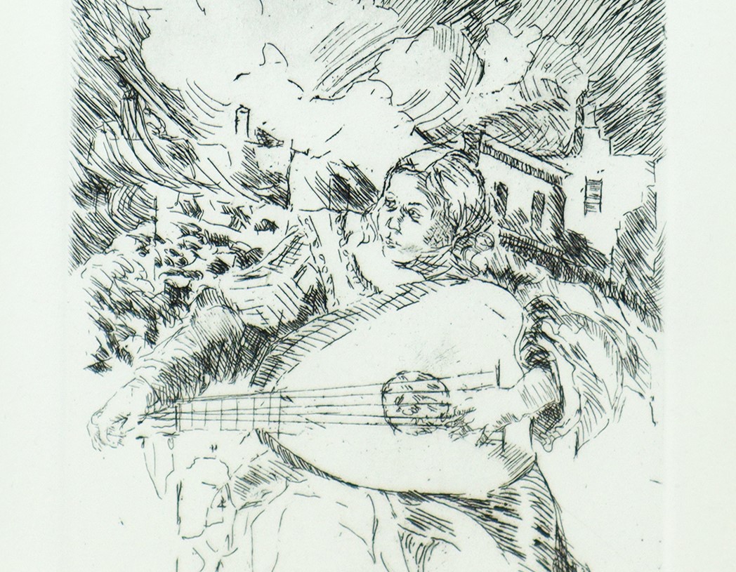 Emma Escher - Angelo musicante, incisione