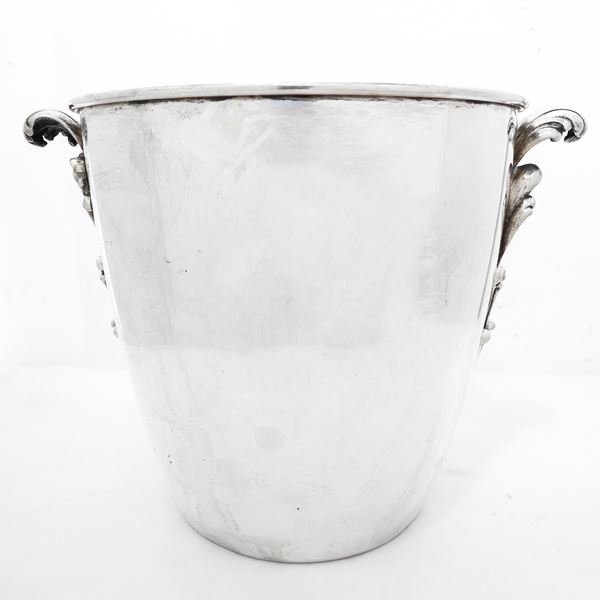 800 silver ice bucket with leaf-shaped side handles
