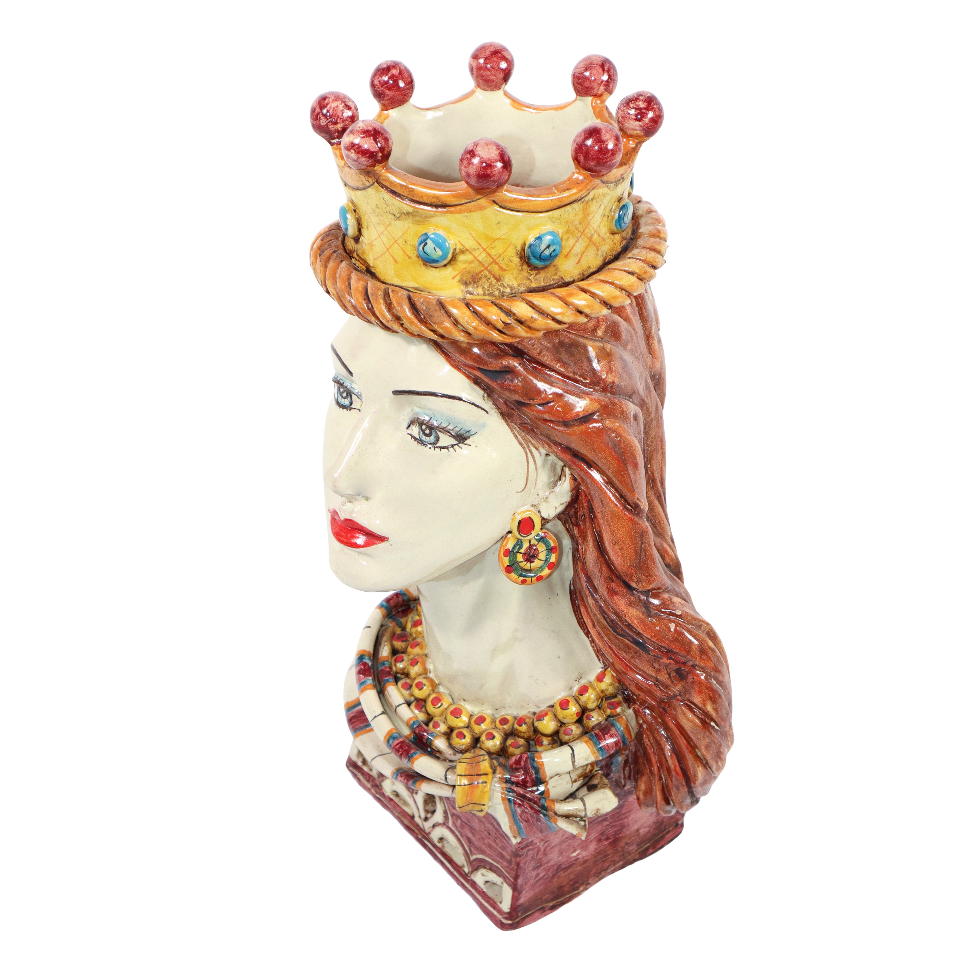 Testa di donna su base quadrata