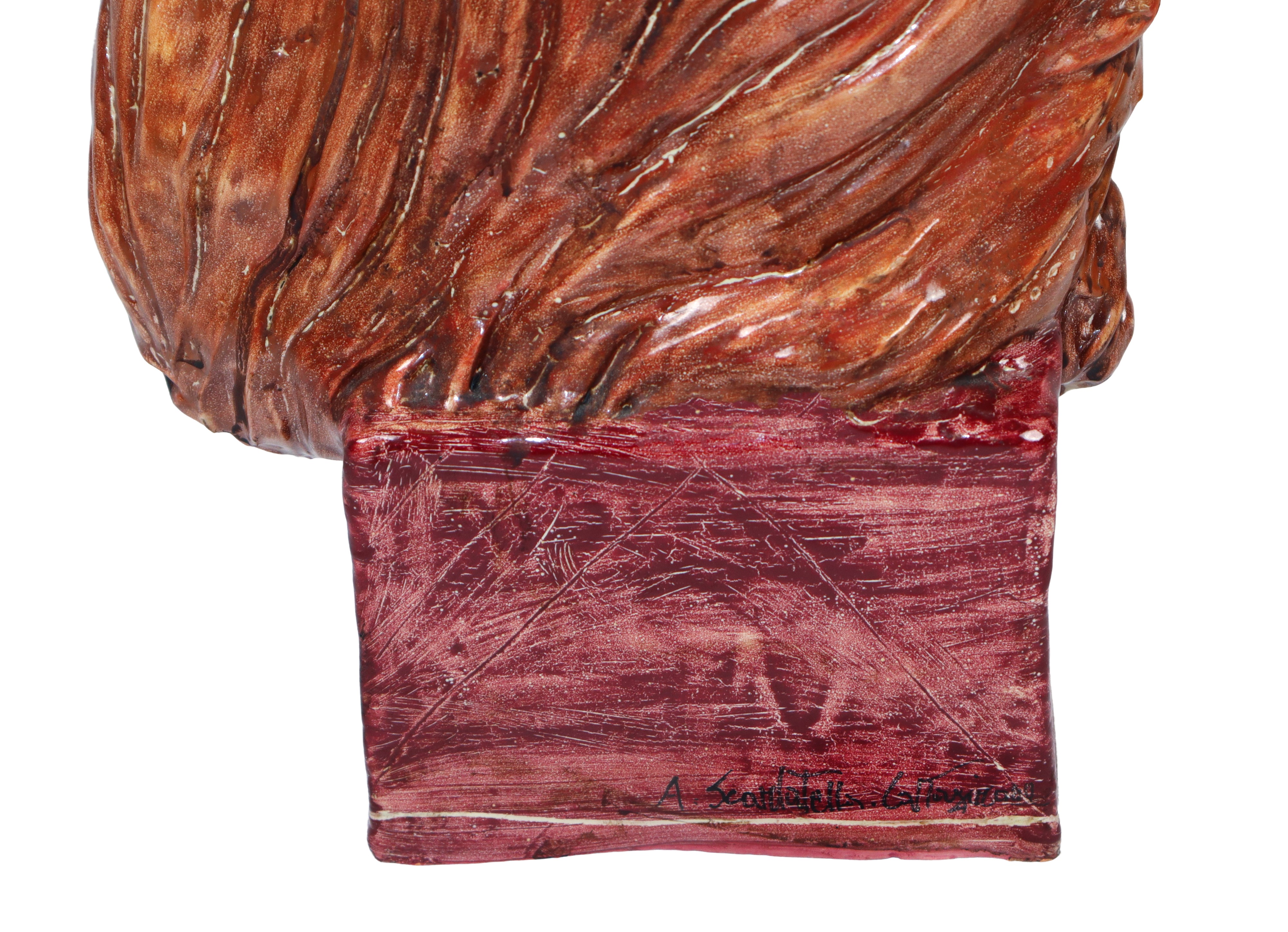 Testa di donna su base quadrata