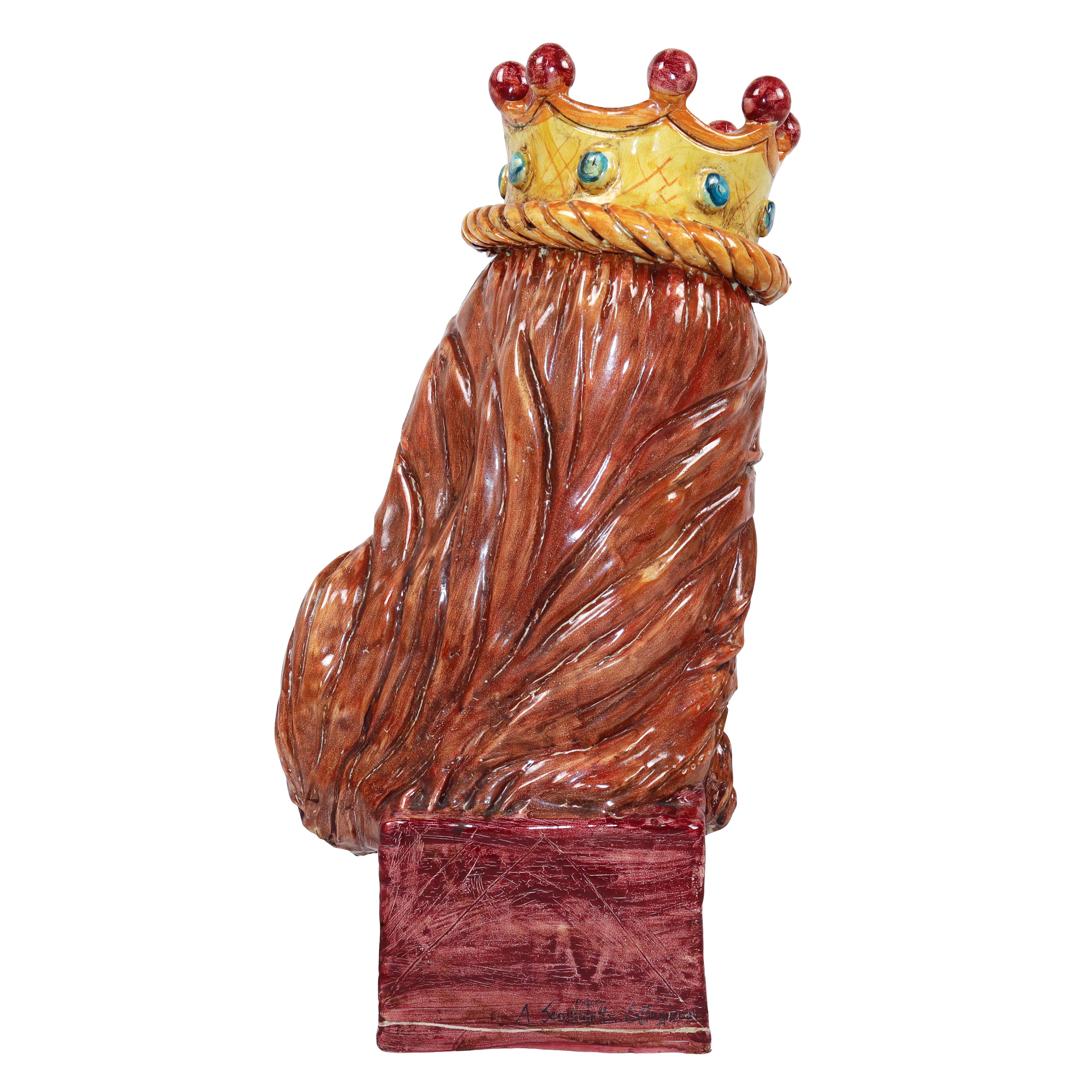 Testa di donna su base quadrata