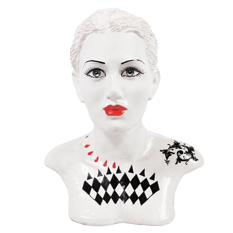 Ceramiche e Presepi D'arte Scarlatella - Busto di Donna Bianco Tatuato