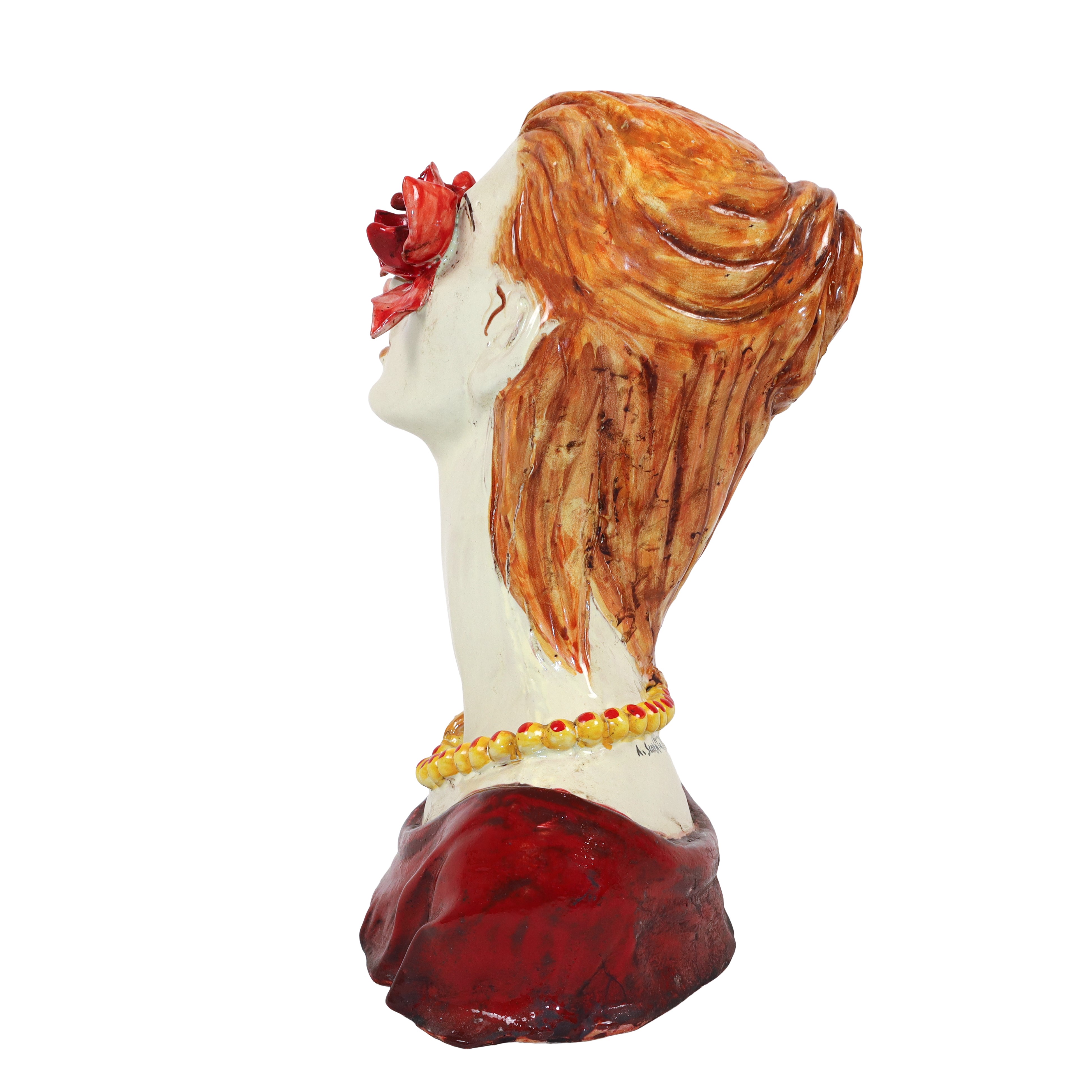 Ceramiche e Presepi D'arte Scarlatella - Busto di Donna con Fiori negli Occhi