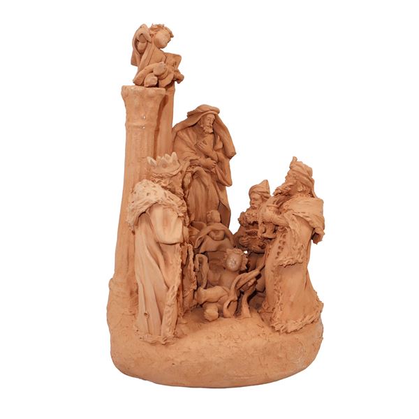 Ceramiche e presepi d'arte  Scarlatella - Natività e re Magi in terracotta