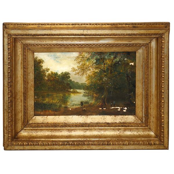 River landscape with characters