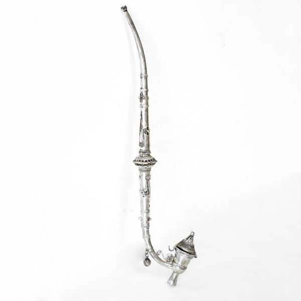 Opium pipe in silver metal