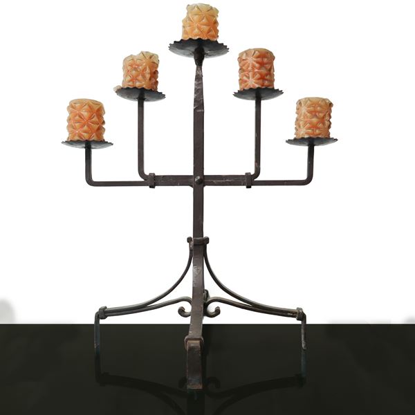 5-light wrought iron candelabra