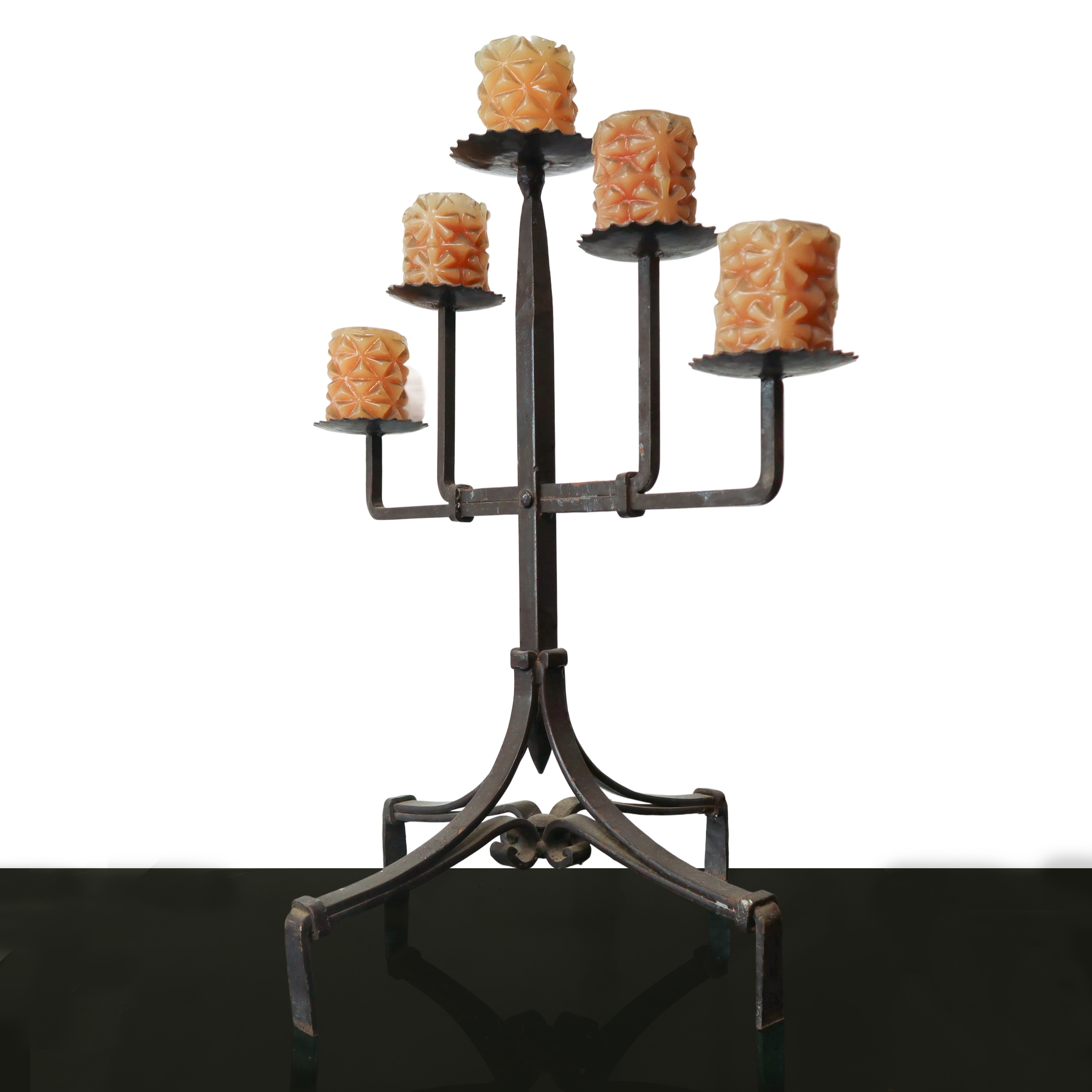 Candelabro a 5 Luci in Ferro Battuto