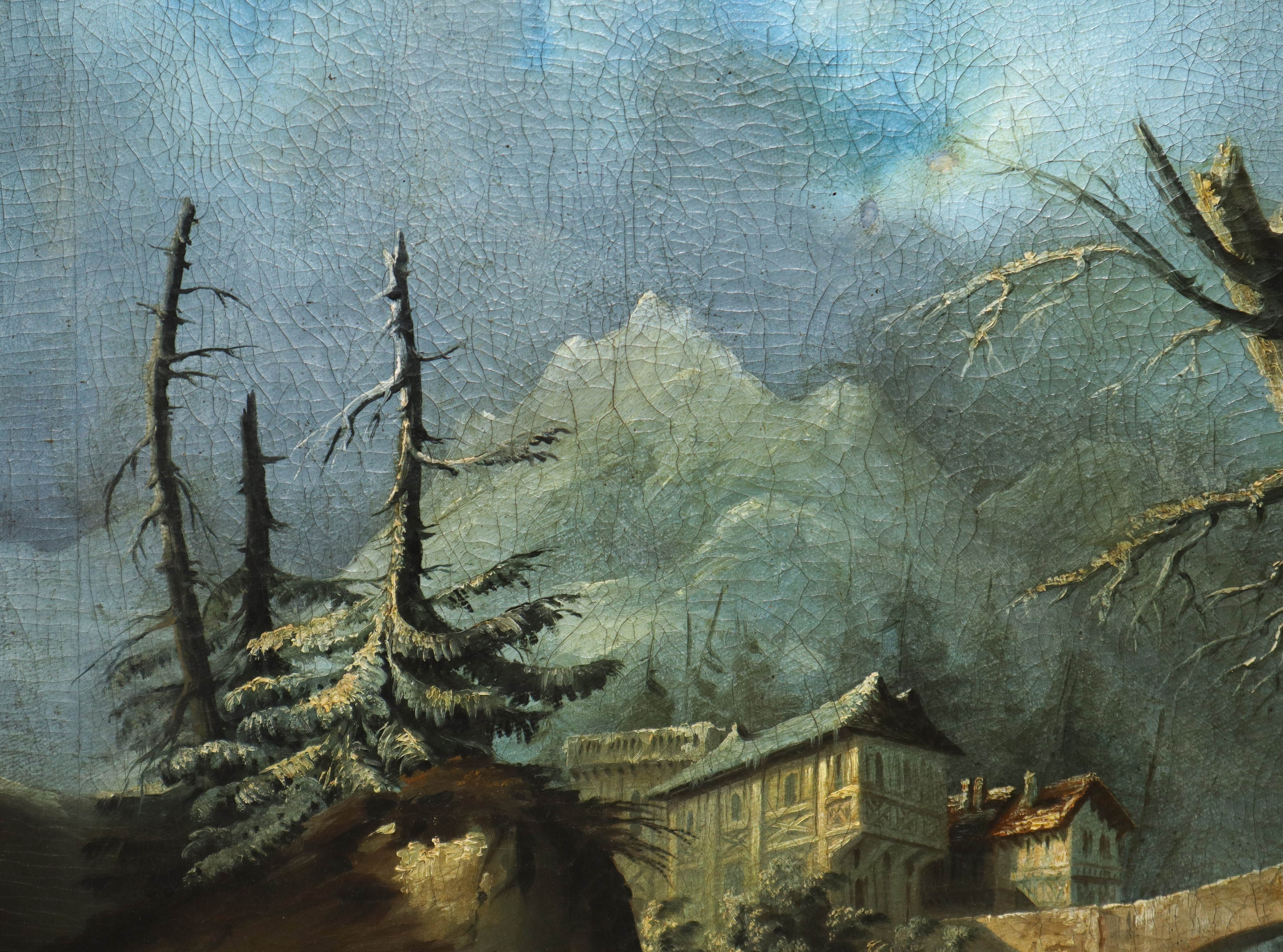 Paesaggio con ponte e personaggi