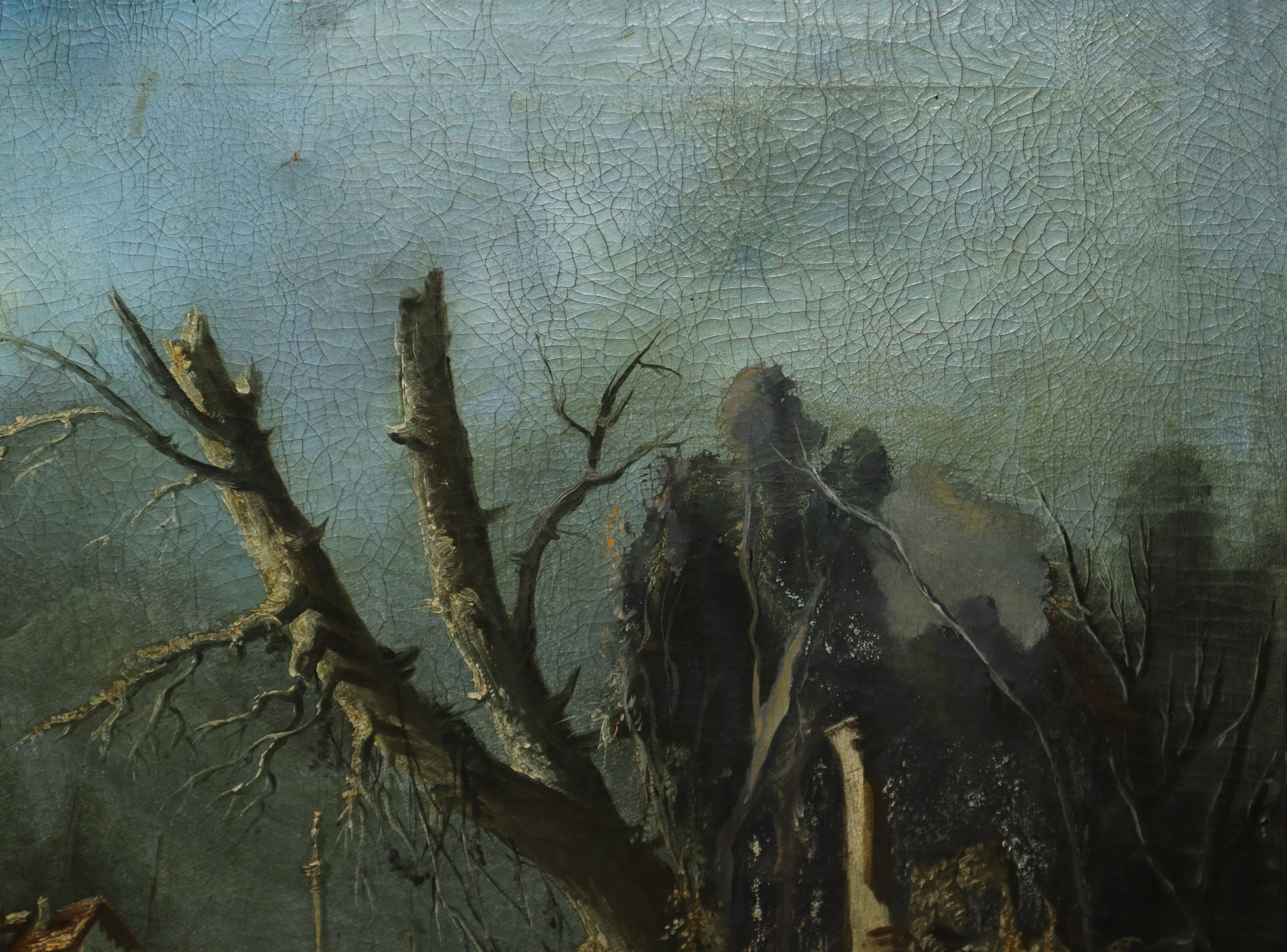 Paesaggio con ponte e personaggi