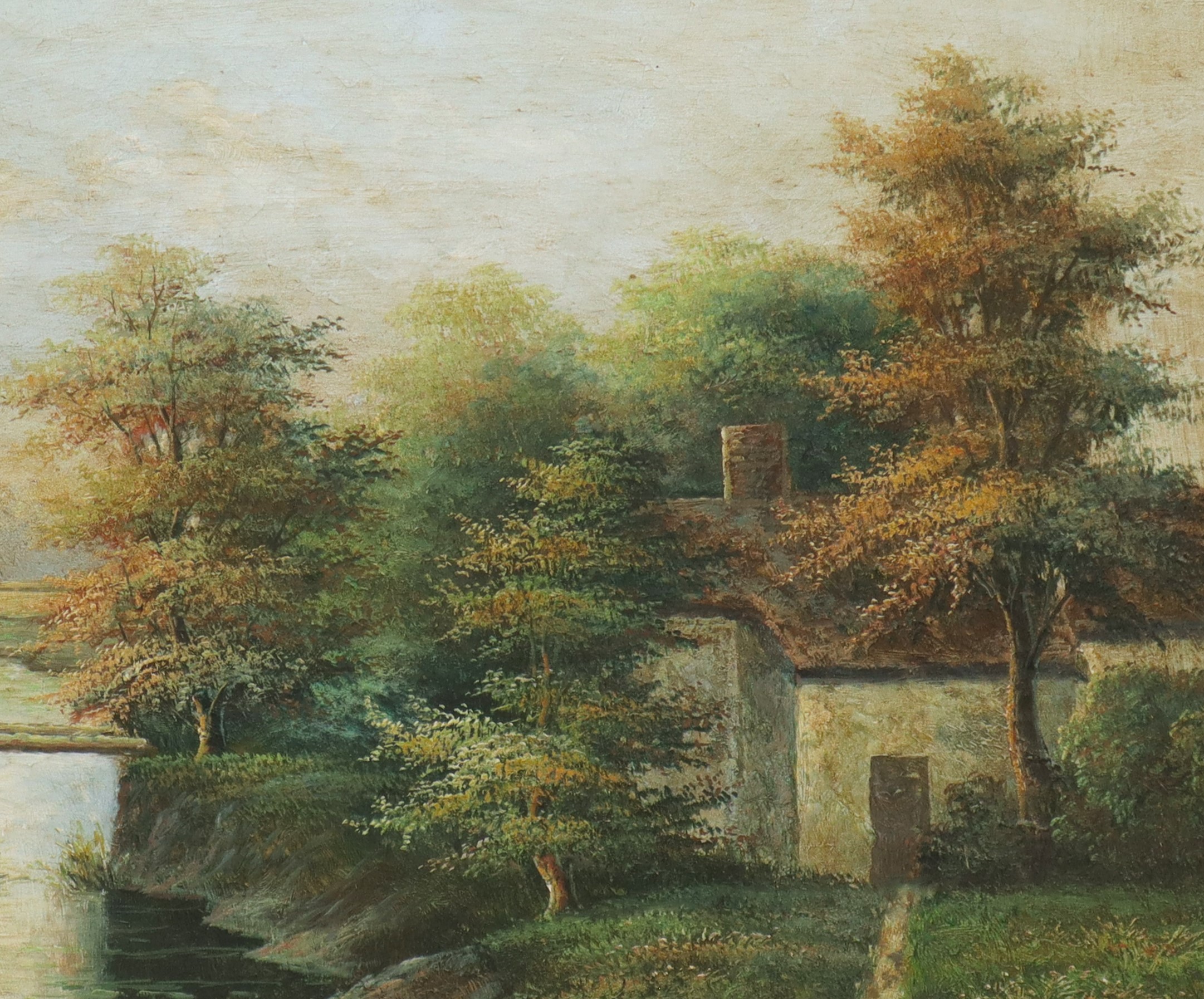 Paesaggio fluviale con buoi