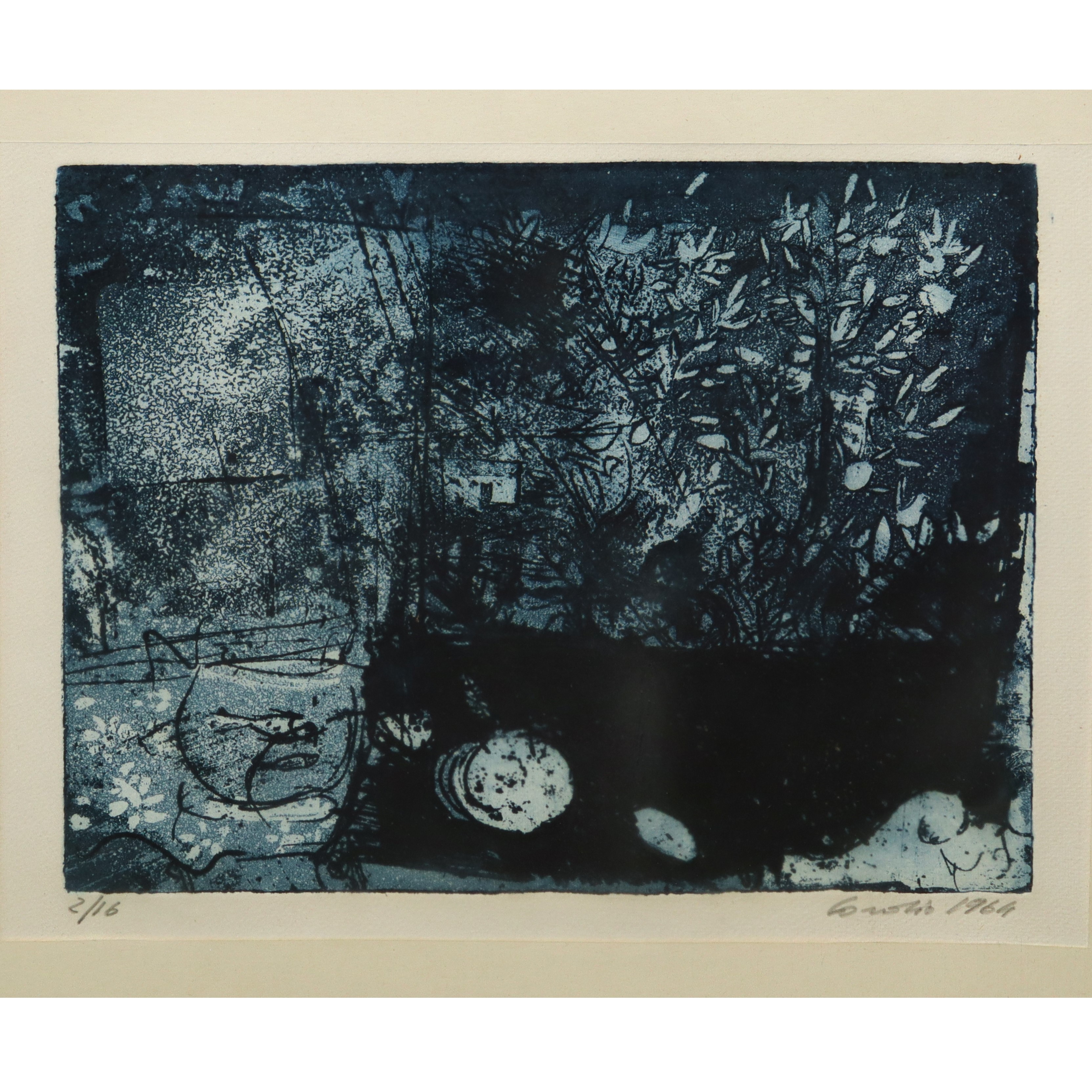 Nino Cordio - Senza titolo (litografia su cartoncino), 1964