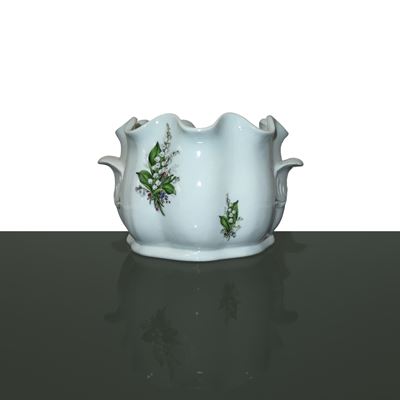 Vaso in Porcellana Limoges Dipinto a Mano a Motivi Floreali