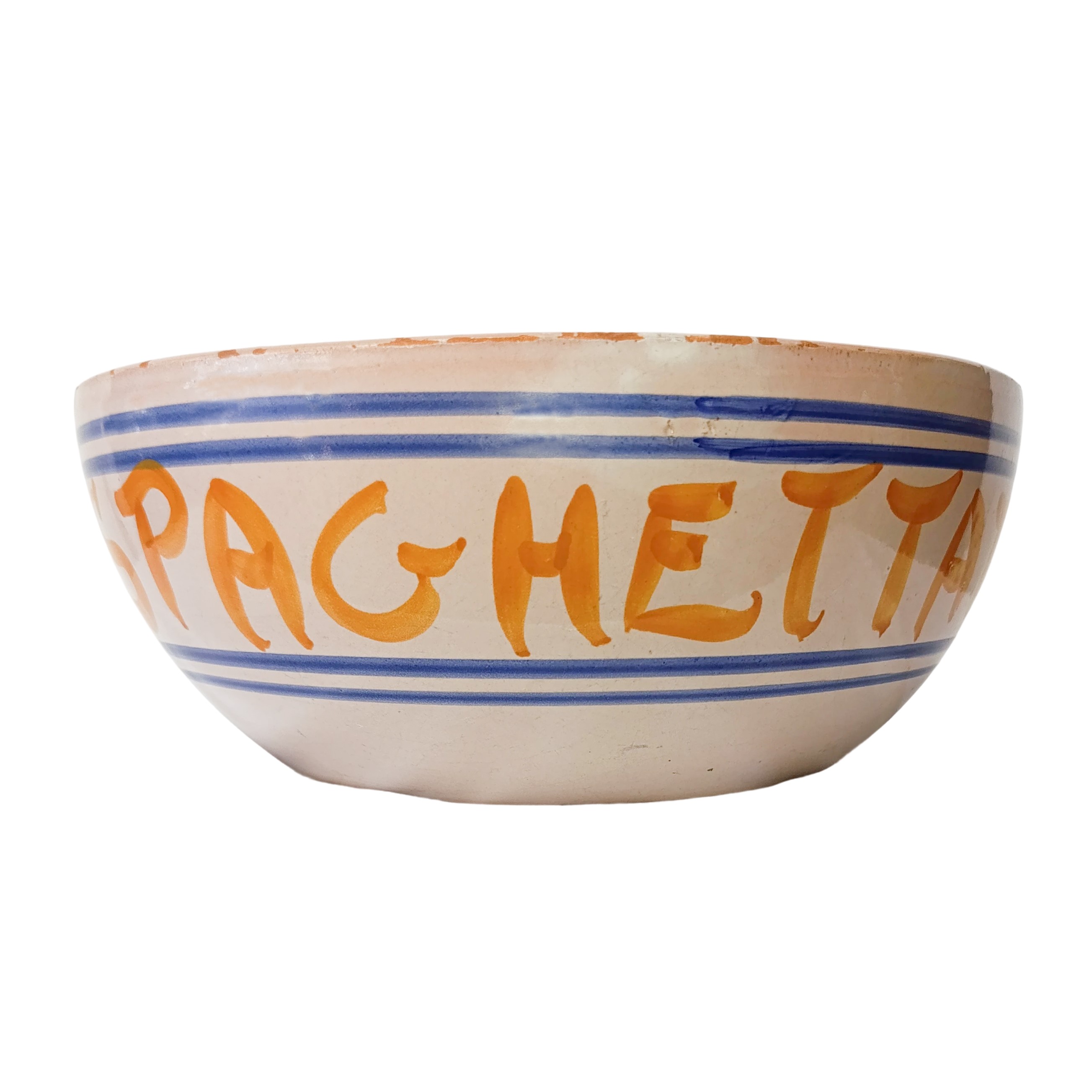 Ciotola per spaghettata, maiolica policroma con disegno di grappolo, XX secolo