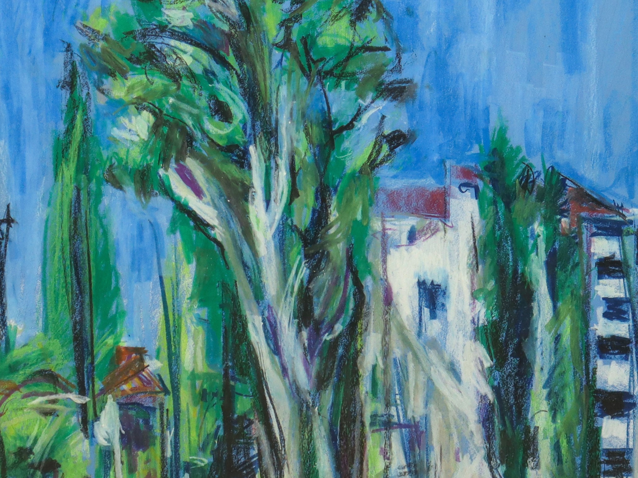 Gaetano Longo - Paesaggio con palazzi e alberi