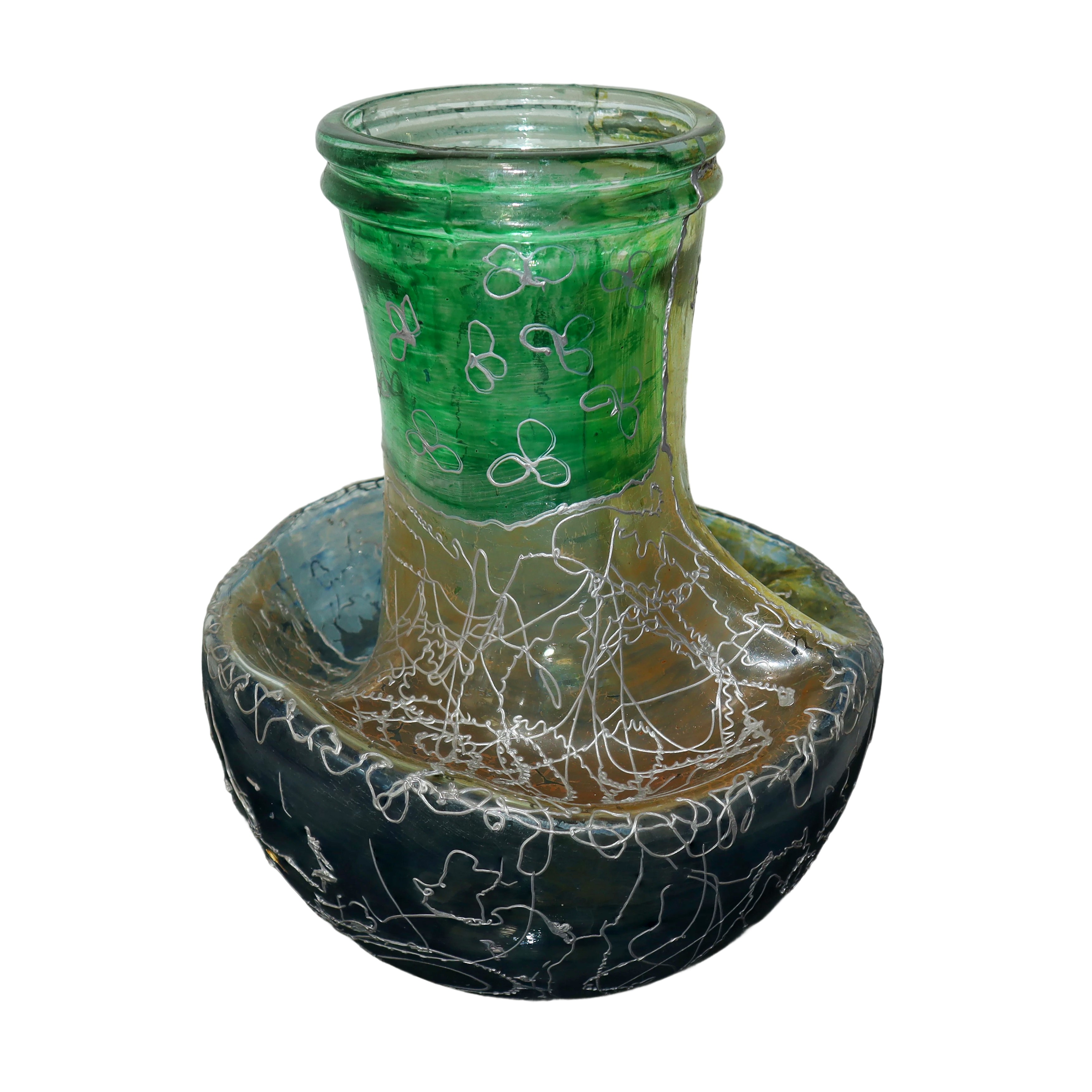 Vaso scultoreo in vetro di murano policromo