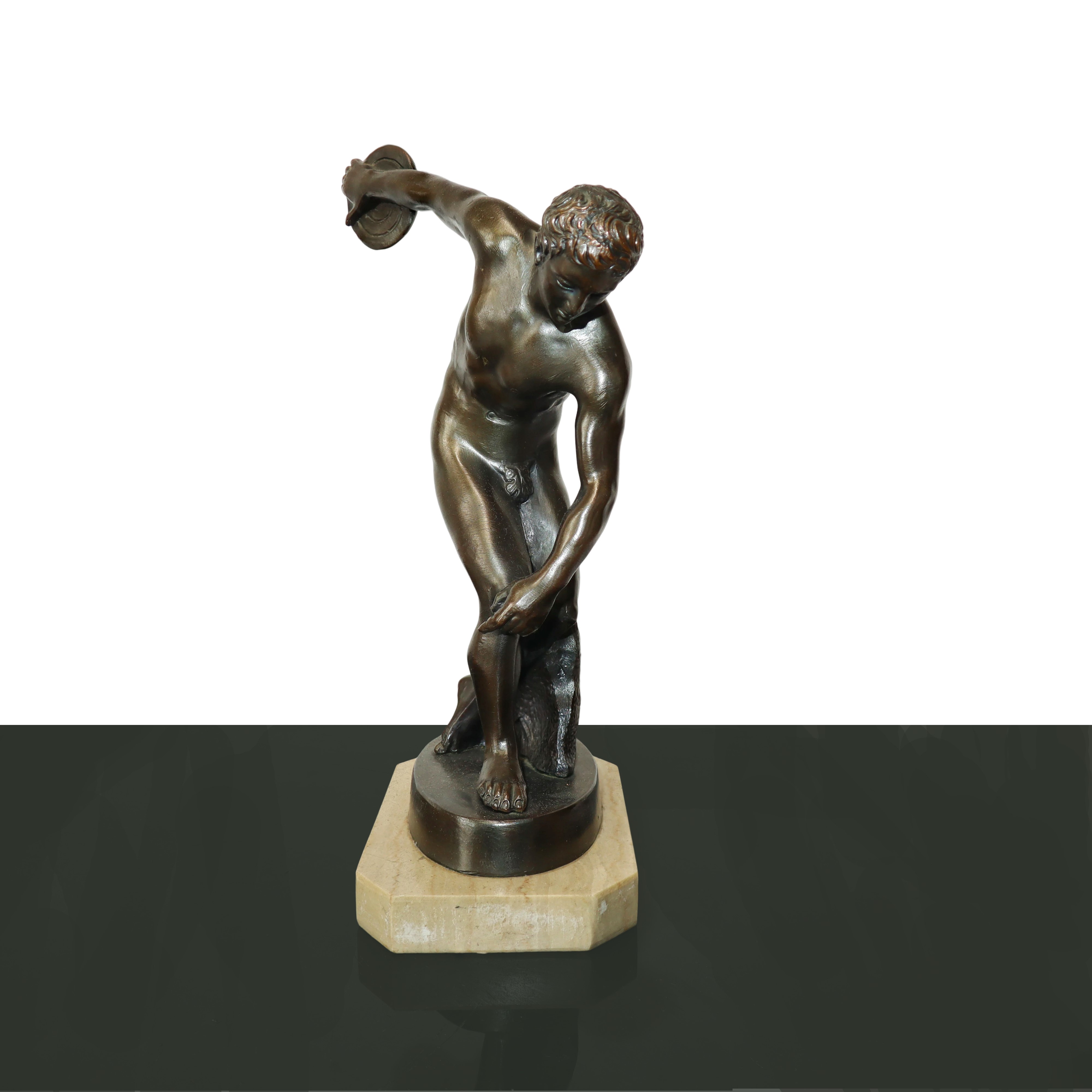 Discobolo, Statua in Metallo Patinato Bronzo