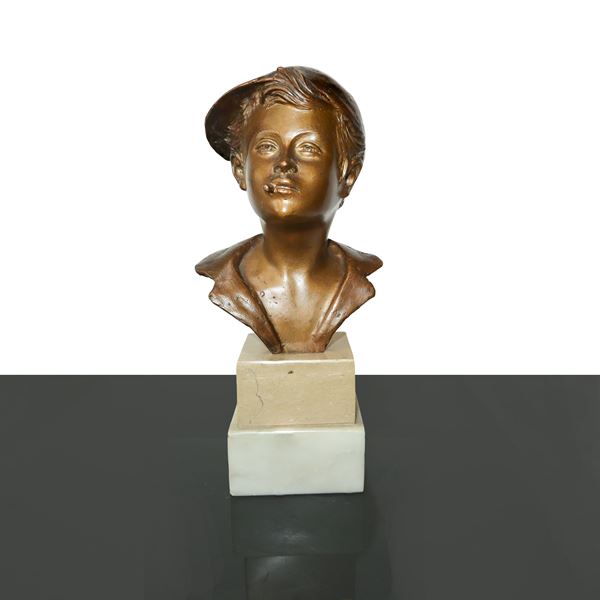 De Martino - Neapolitan urchin with cigarette in mouth on marble base