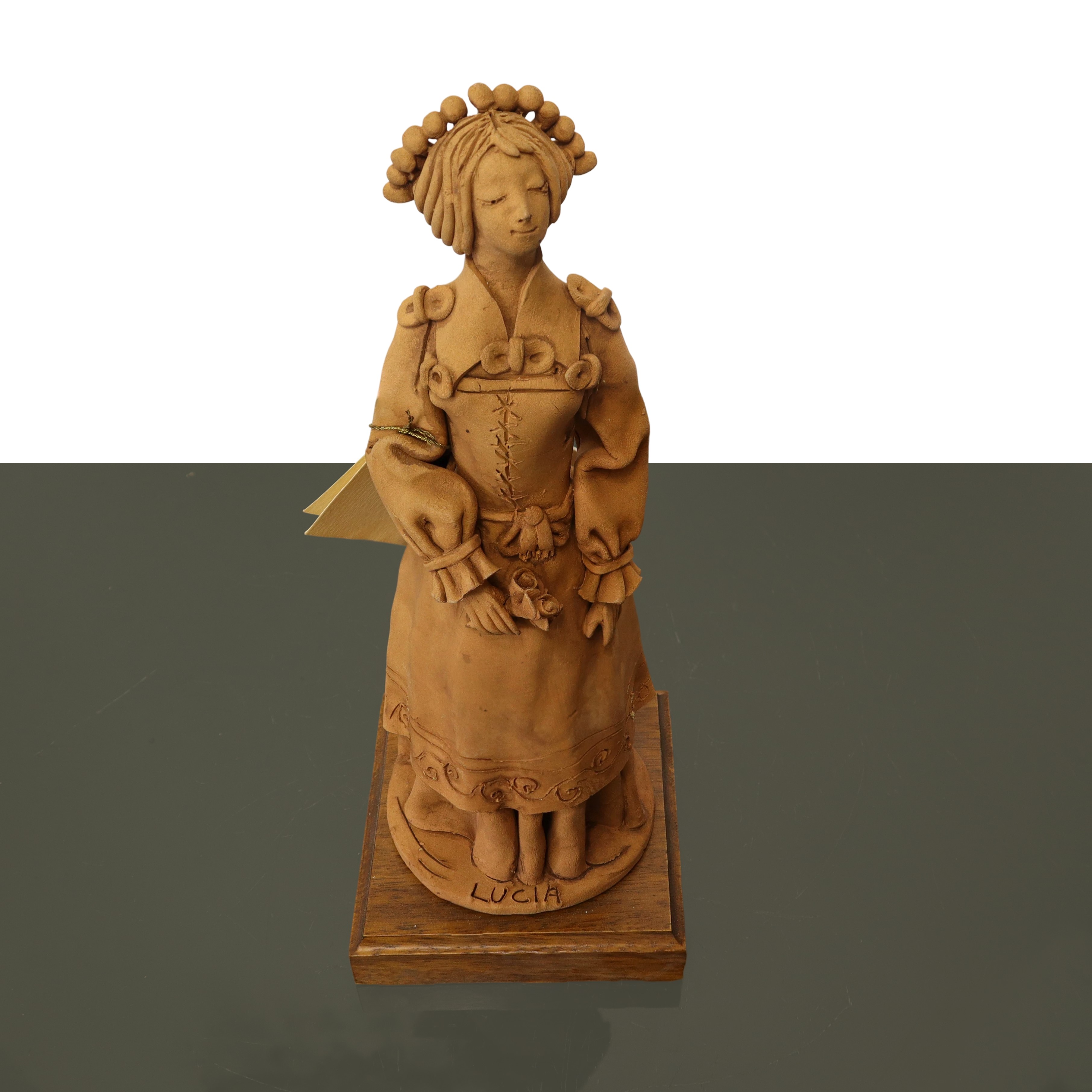 Coppia di Statue in Terracotta Raffiguranti Renzo e Lucia