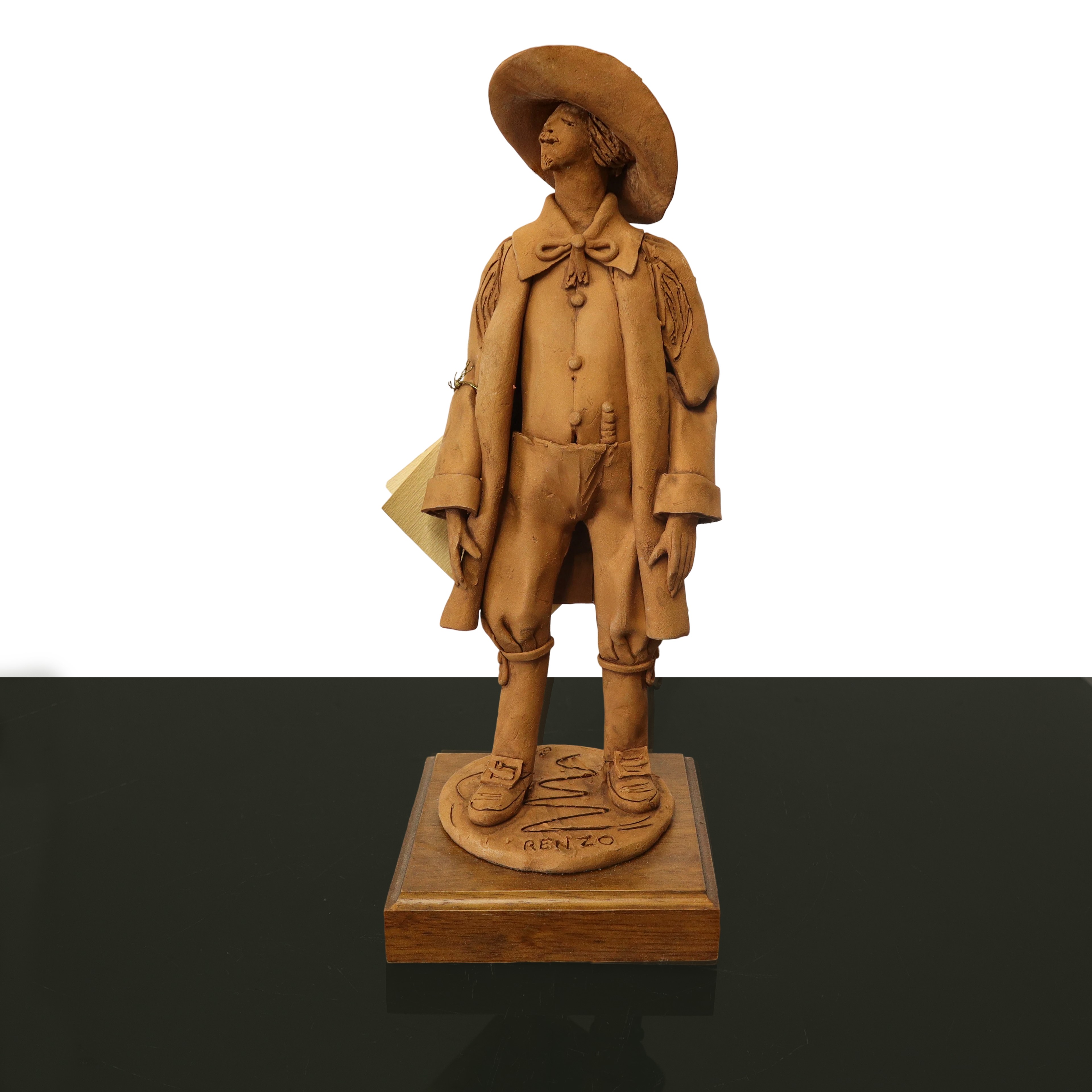 Coppia di Statue in Terracotta Raffiguranti Renzo e Lucia