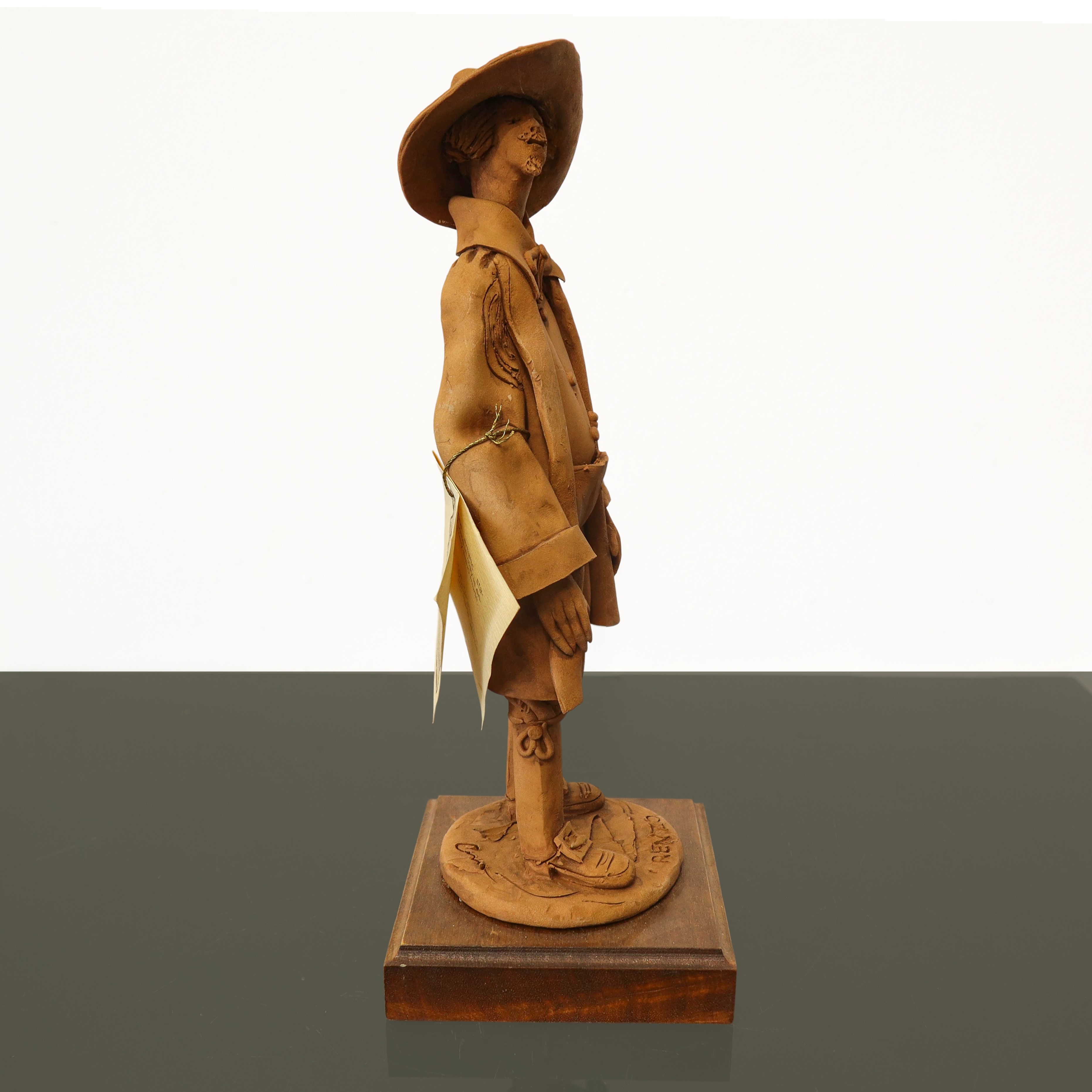 Coppia di Statue in Terracotta Raffiguranti Renzo e Lucia