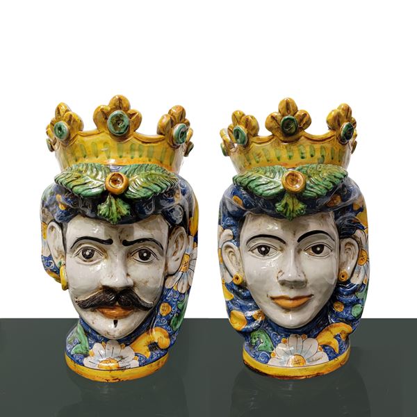 Francesco  Boria (Caltagirone) - Coppia di teste di Mori coronati  Caltagirone