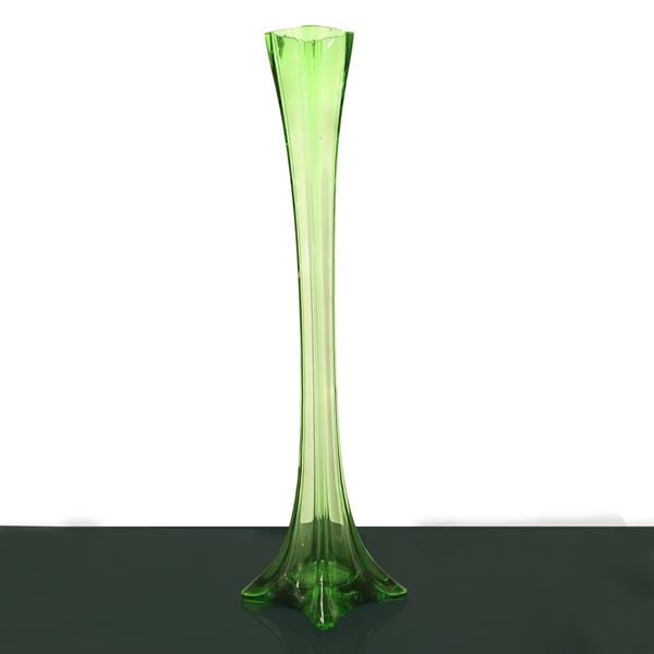 Vaso monofiore in vetro di Murano verde