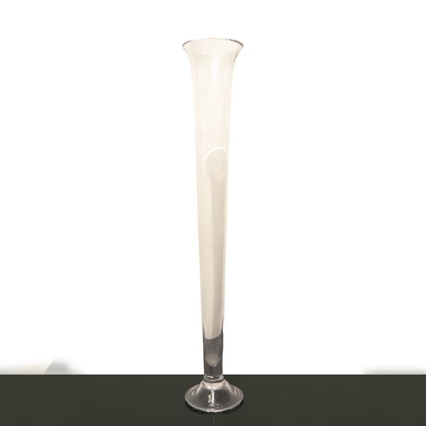 Vaso monofiore in vetro bianco