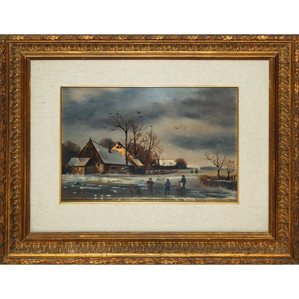 Paesaggio innevato con personaggi