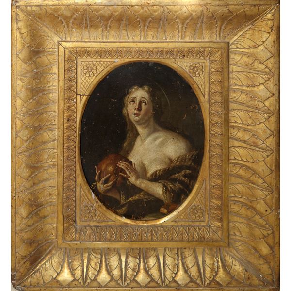 Magdalene, oval on copper