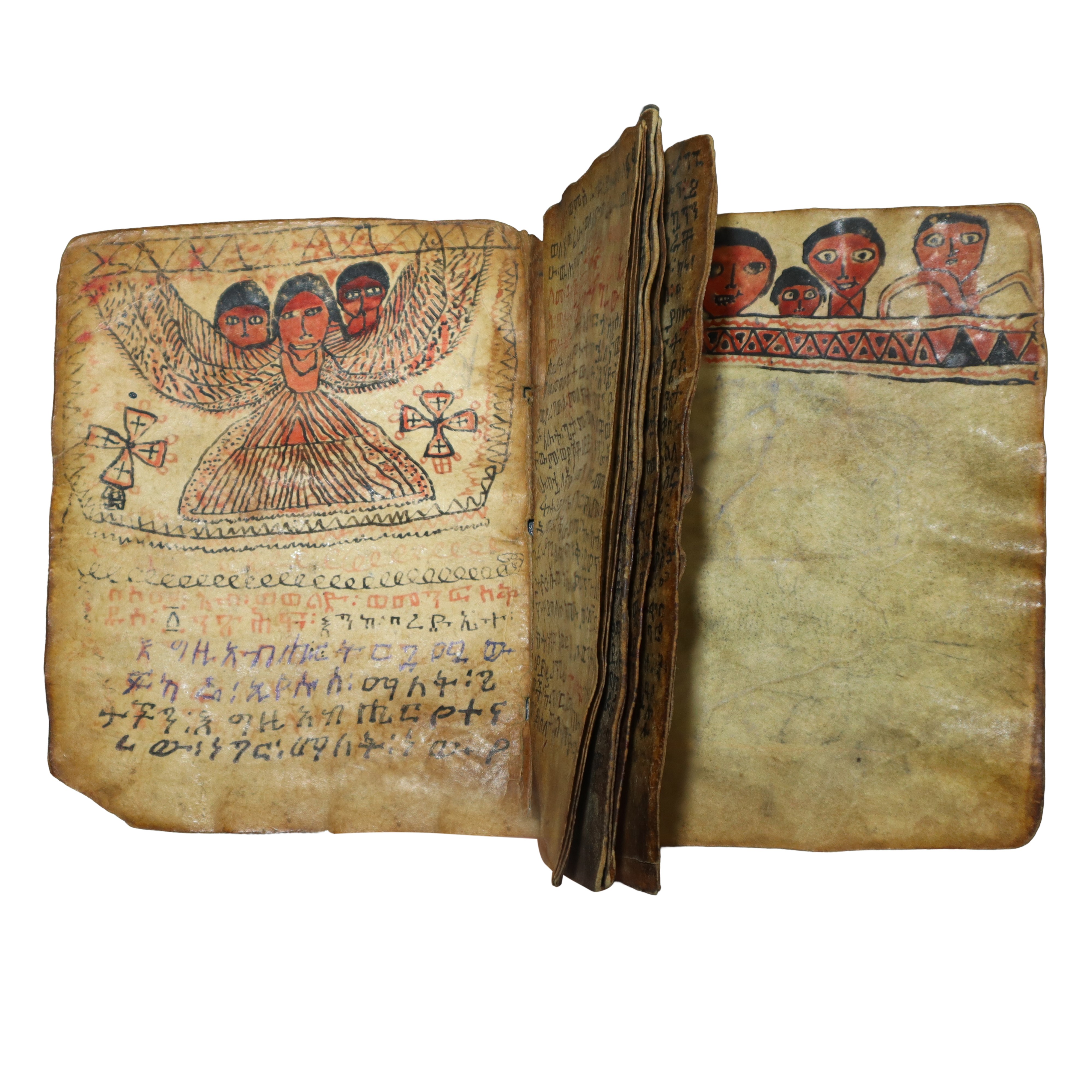 Antichissimo piccolo libro di carattere religioso in pergamena manoscritto in lingua copto ge'ez ...