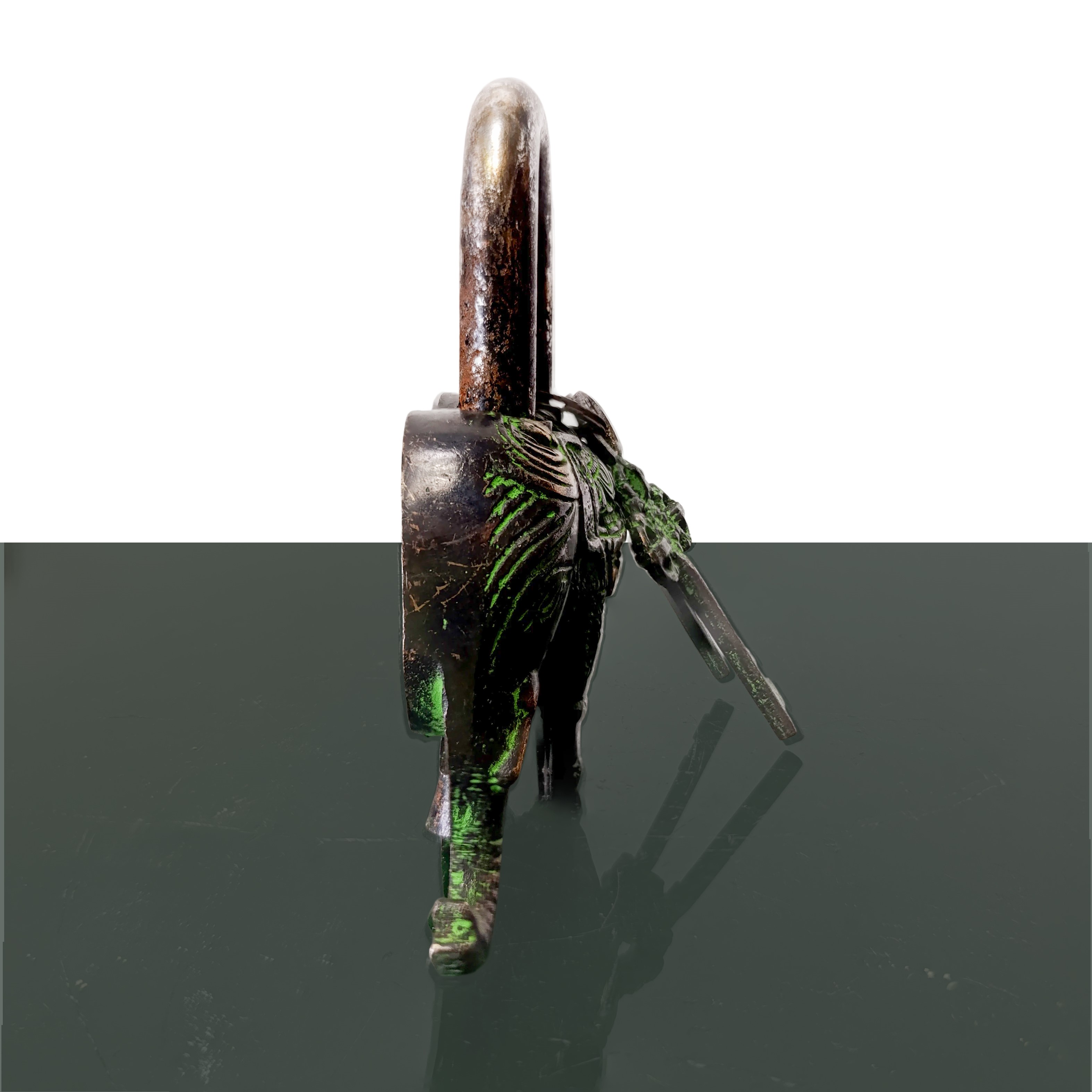 Lucchetto amuleto con elefante e due chiavi