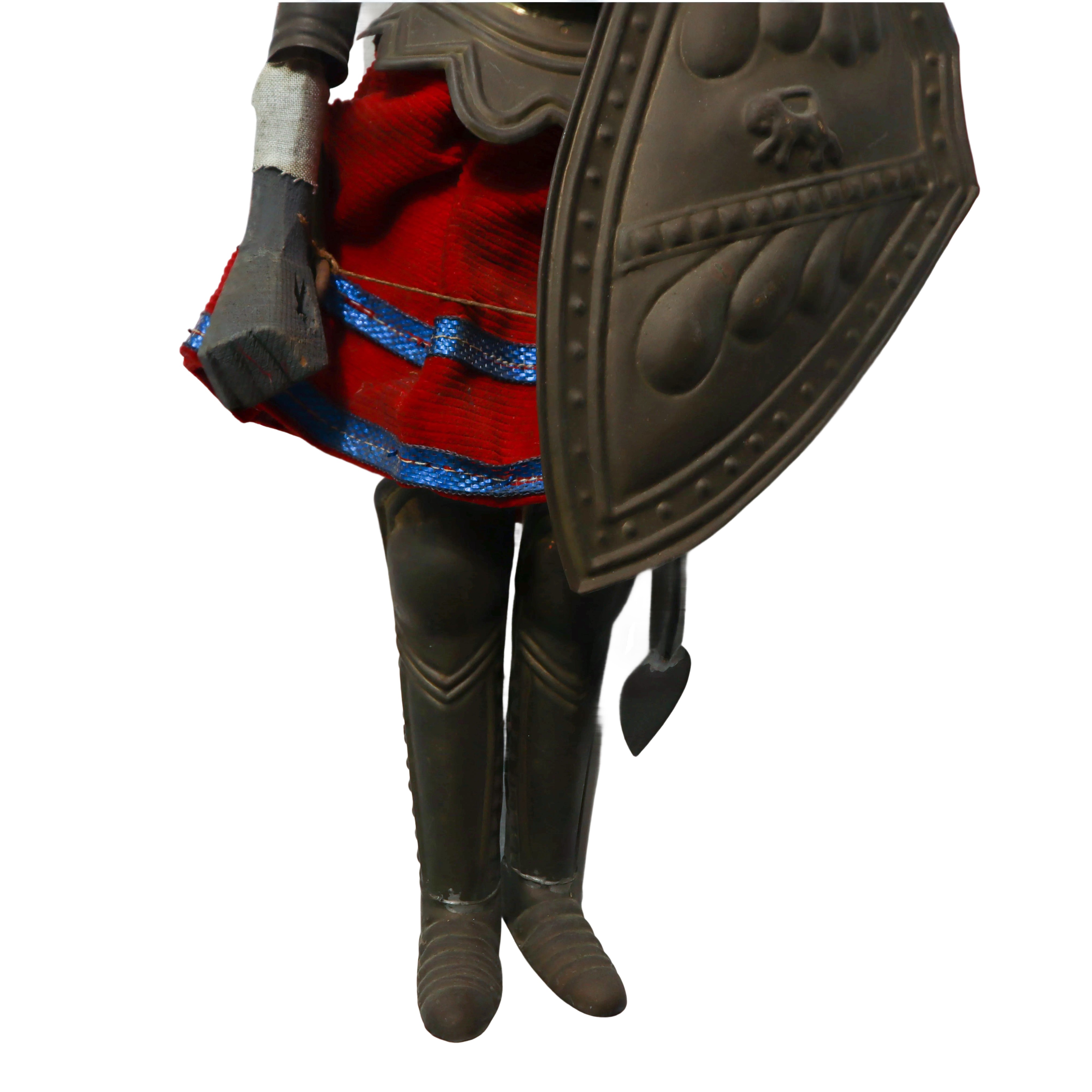 N°2 Pupi siciliani paladini con armatura in lamierino stampato e abiti in tessuto